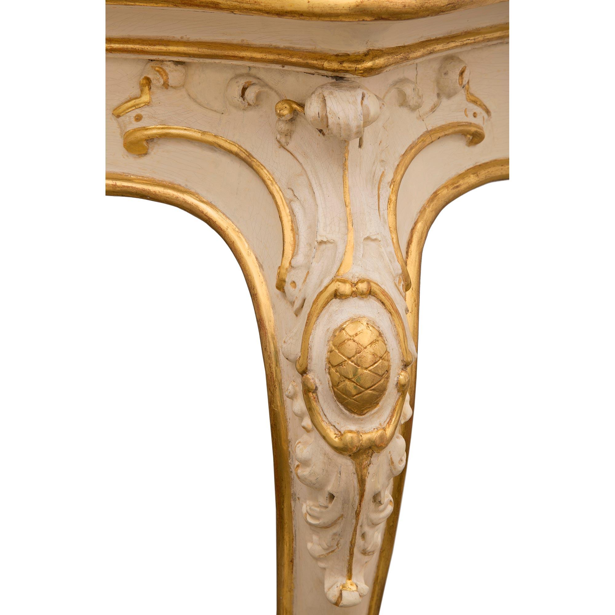 Italian 19th Century Louis XV St. Patinated, Giltwood, and Faux Painted Porphyry For Sale 2