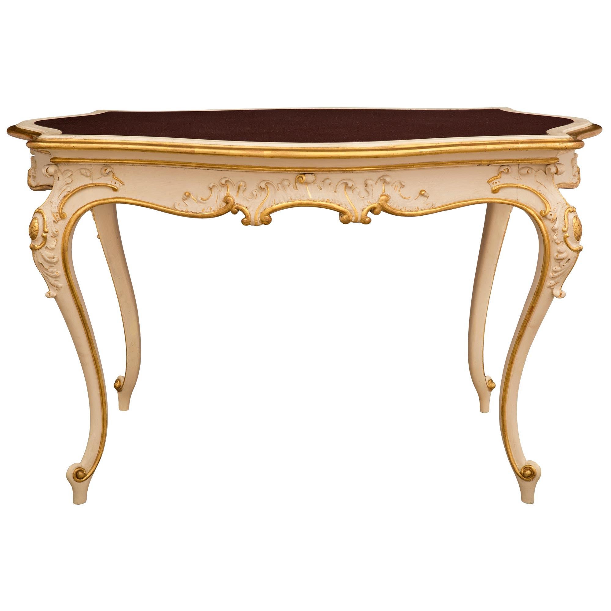 Italian 19th Century Louis XV St. Patinated, Giltwood, and Faux Painted Porphyry For Sale