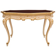 Porphyre italien du XIXe siècle de style Louis XV en bois patiné, doré et faux porphyre peint