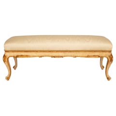 Italienische Bank aus patiniertem Holz und Mekka des 19. Jahrhunderts im Stil Louis XV