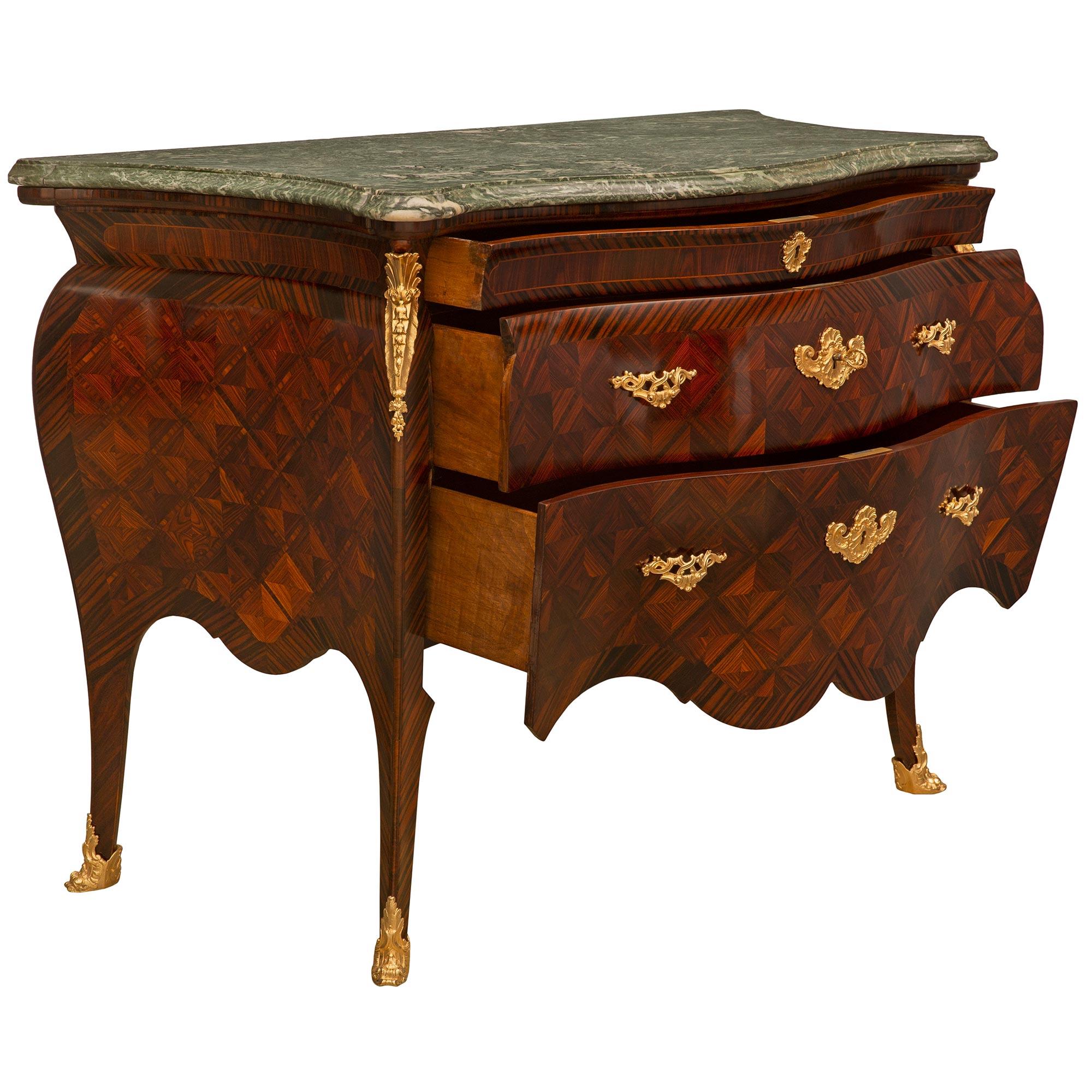 Italian 19th Century Louis XV St. Rosewood, Ormolu and Marble Commode In Good Condition For Sale In West Palm Beach, FL