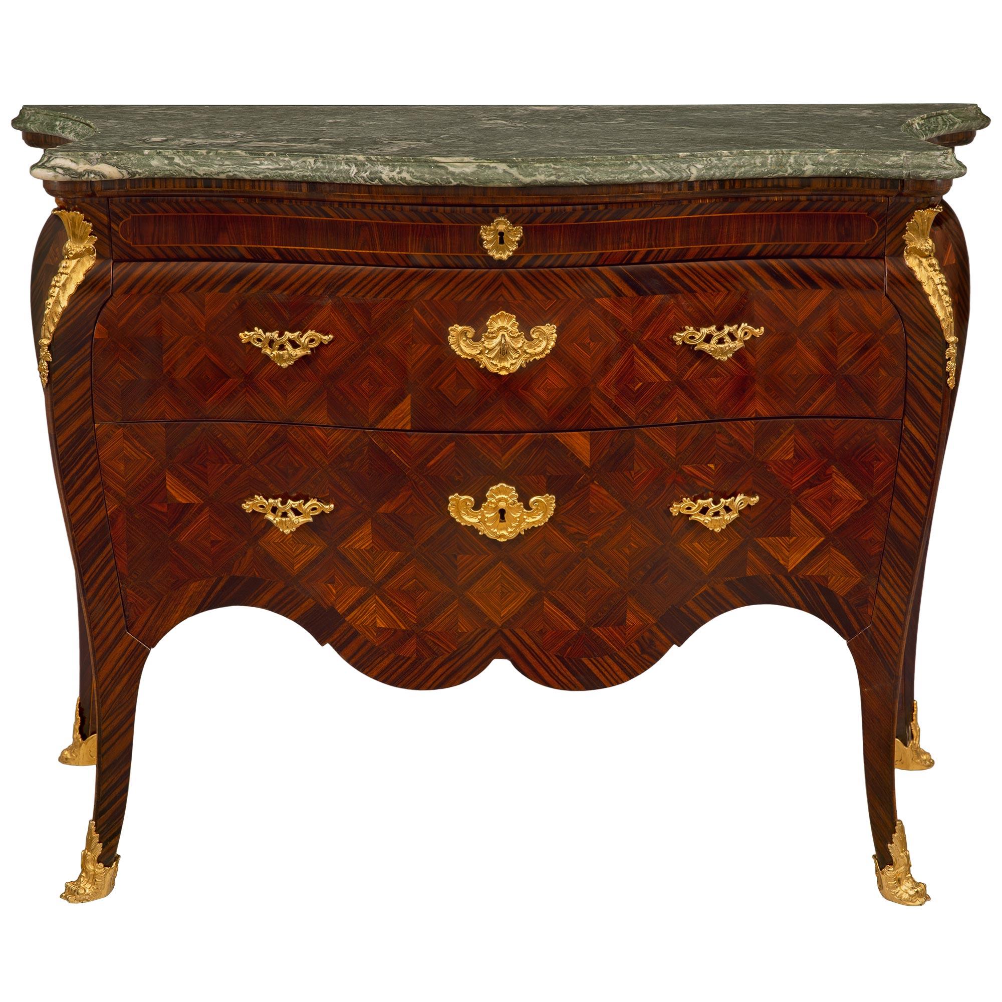 Italian 19th Century Louis XV St. Rosewood, Ormolu and Marble Commode For Sale 5