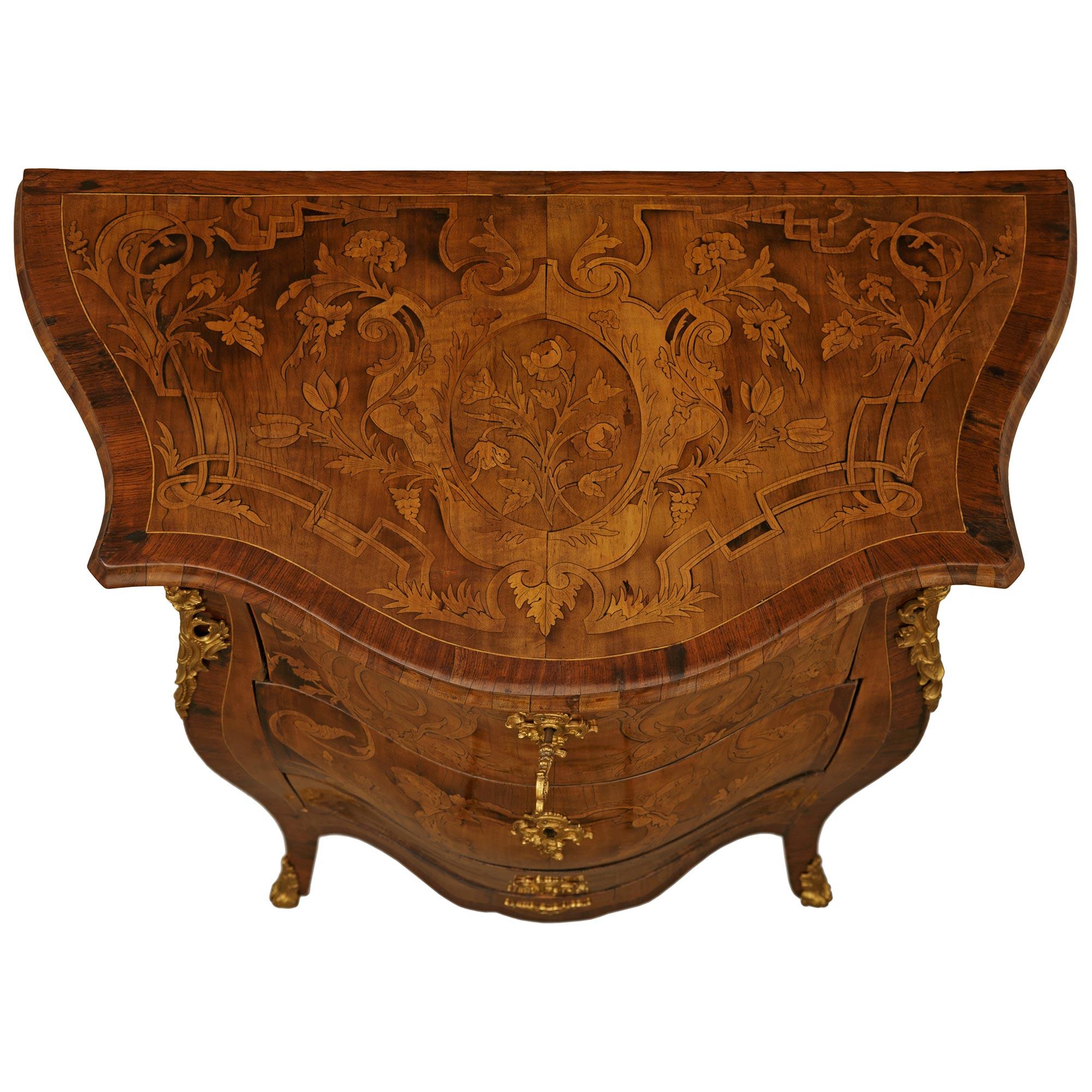 Italian 19th century Louis XV st. Walnut and Ormolu commode For Sale 7