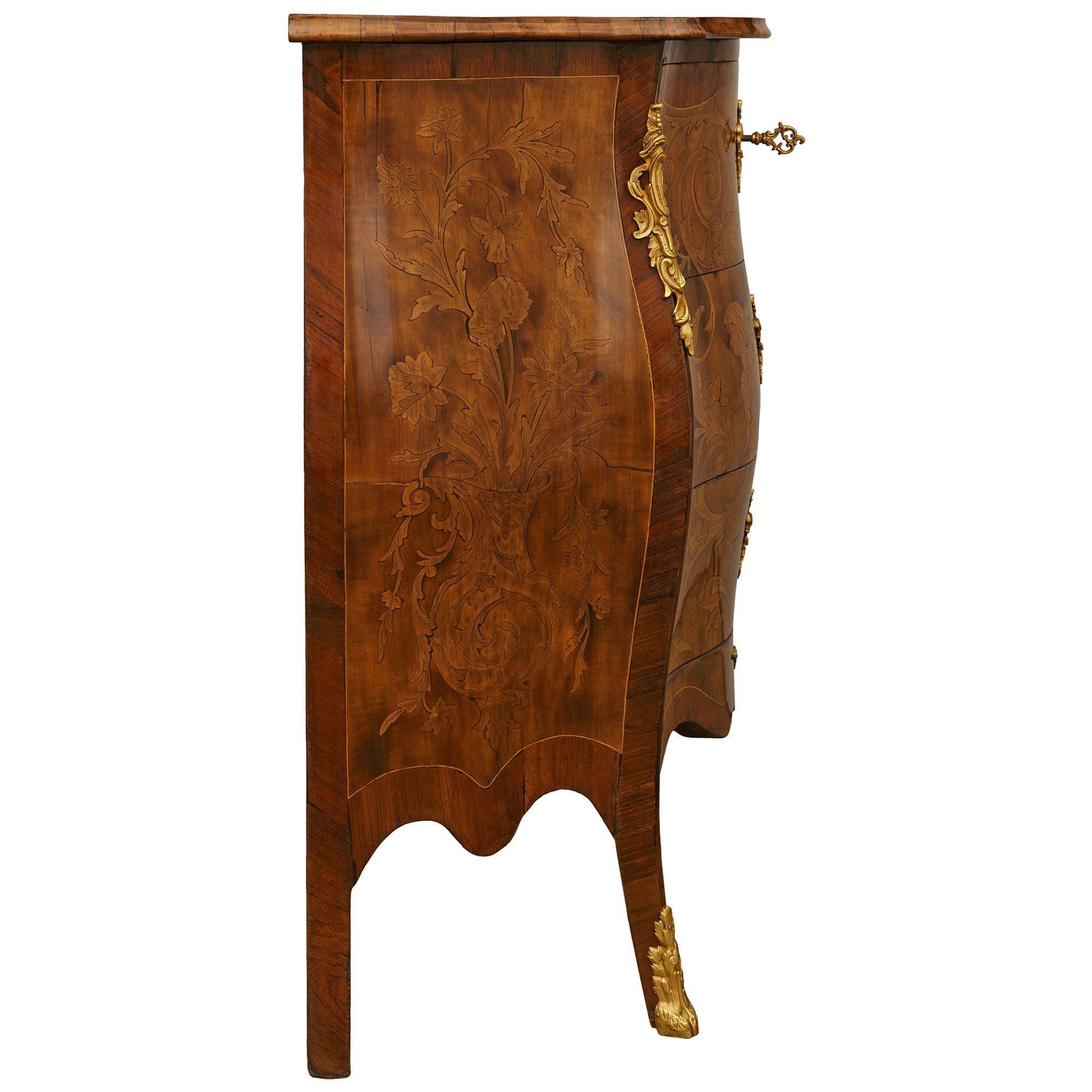 Italian 19th century Louis XV st. Walnut and Ormolu commode For Sale 1