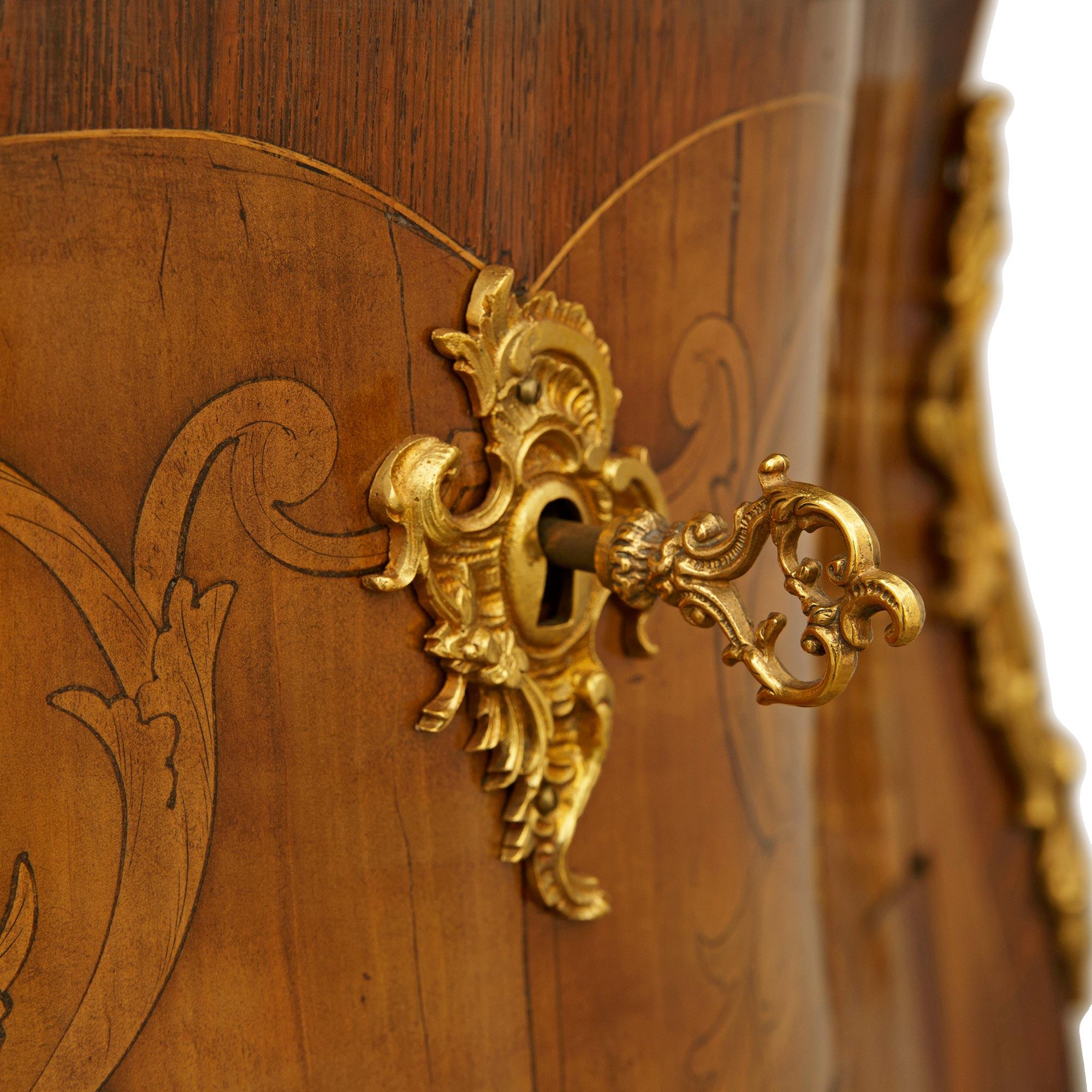 Italian 19th century Louis XV st. Walnut and Ormolu commode For Sale 4