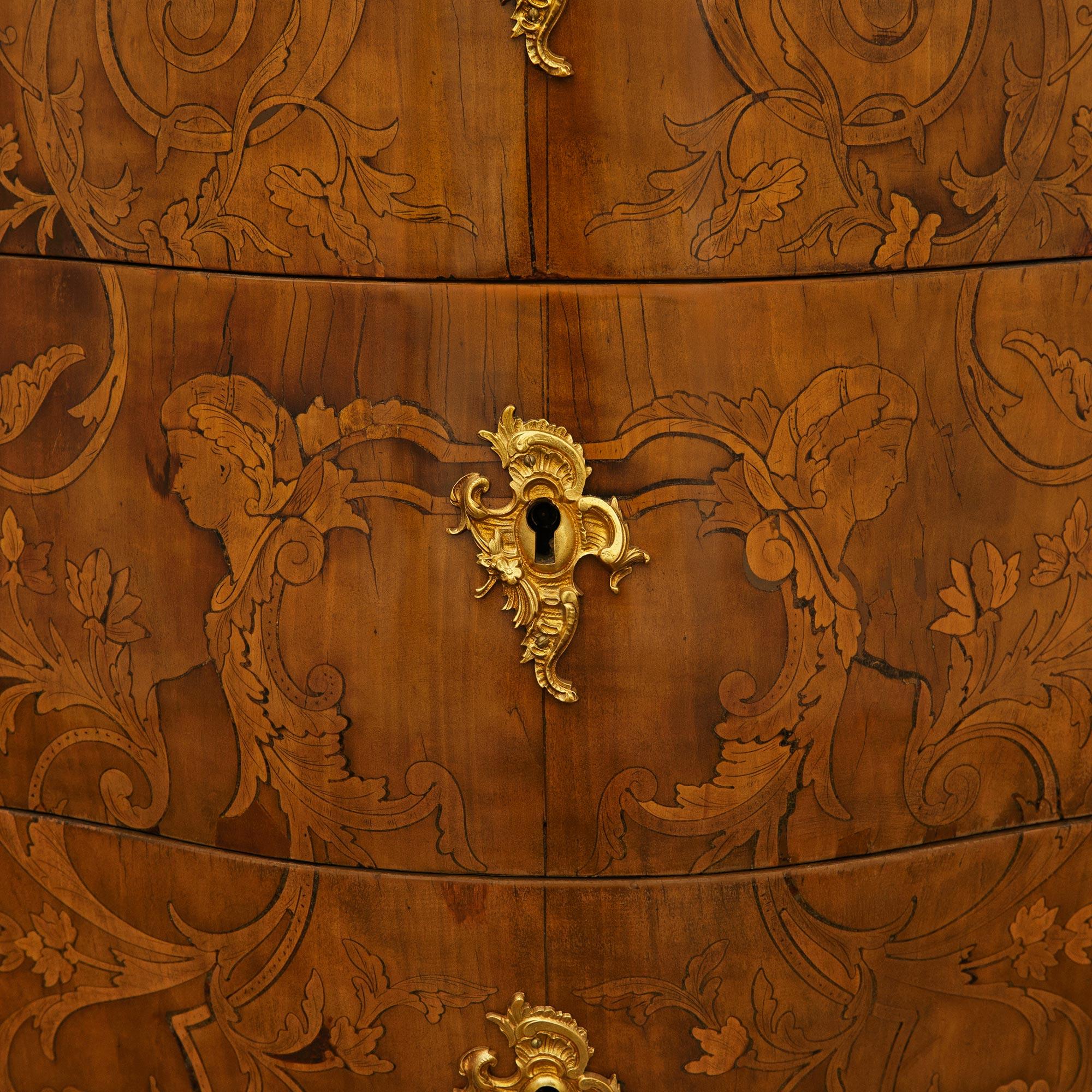 Italian 19th century Louis XV st. Walnut and Ormolu commode For Sale 5