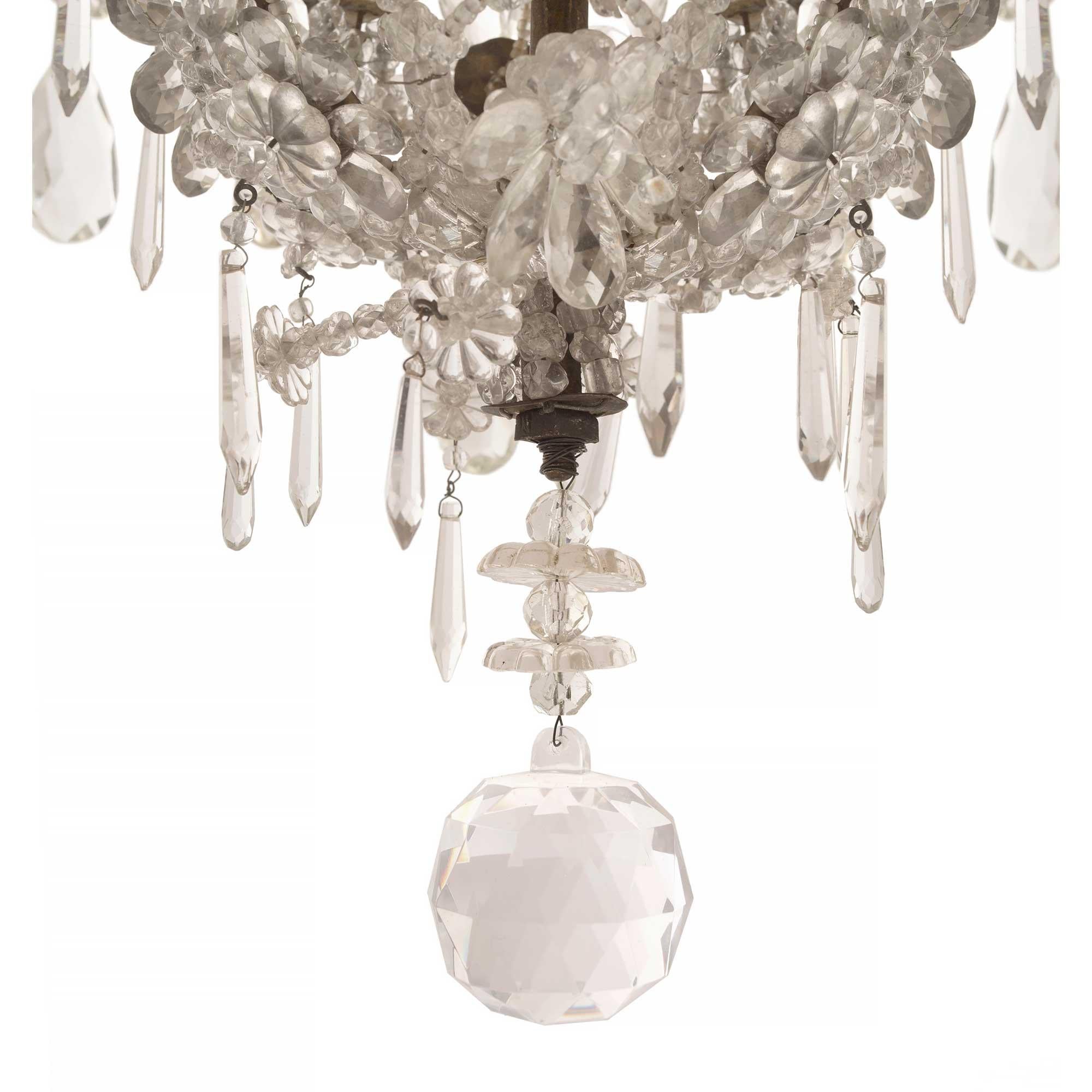 Italian 19th Century Louis XV Style Crystal, Cut Glass and Iron Chandelier For Sale 3