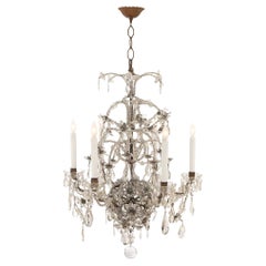 Antique Italian 19th Century Louis XV Style Crystal, Cut Glass and Iron Chandelier