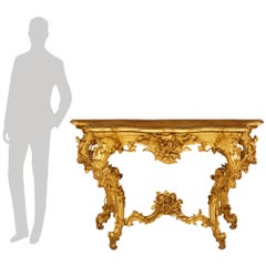 Italian 19th Century Louis XV Style Finely Carved Giltwood Freestanding Console