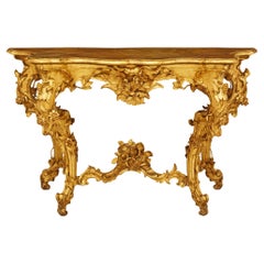 Italian 19th Century Louis XV Style Finely Carved Giltwood Freestanding Console