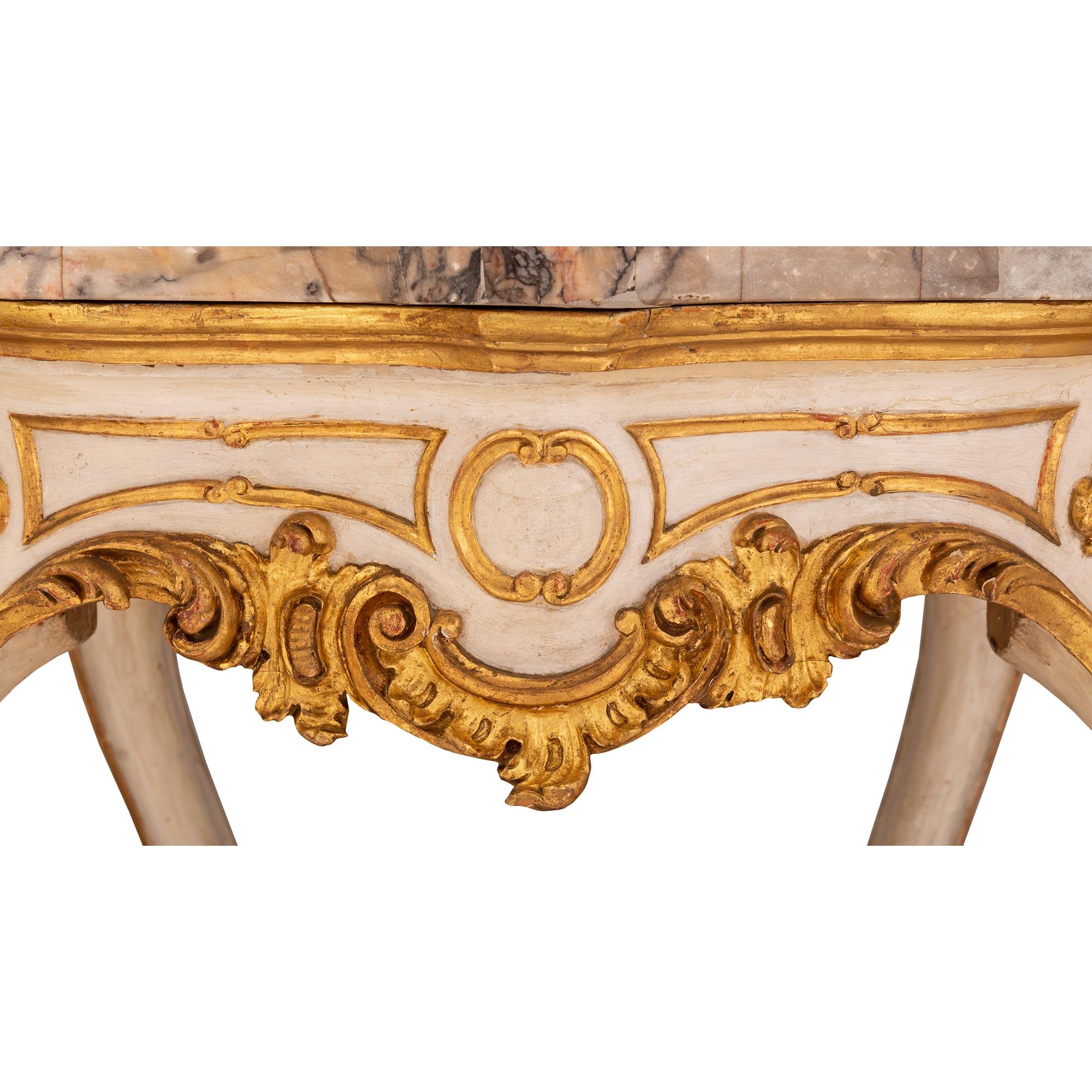 Italian 19th Century Louis XV Style Patinated and Gilt Center Table For Sale 2