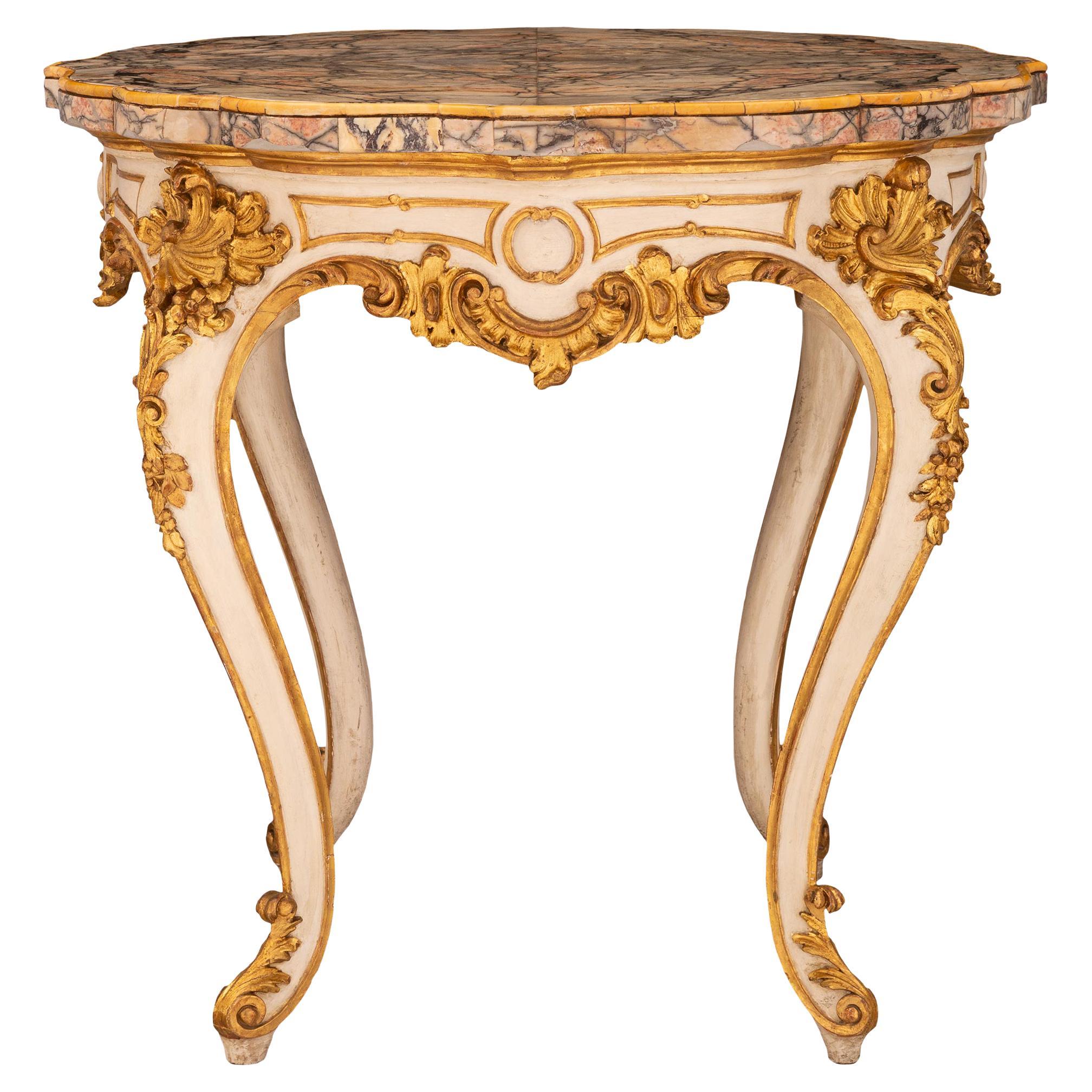 Italian 19th Century Louis XV Style Patinated and Gilt Center Table