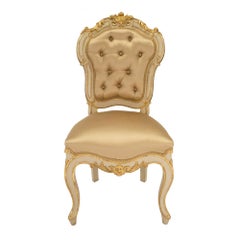 Italian 19th Century Louis XV Style Set of Six Patinated and Giltwood Chairs