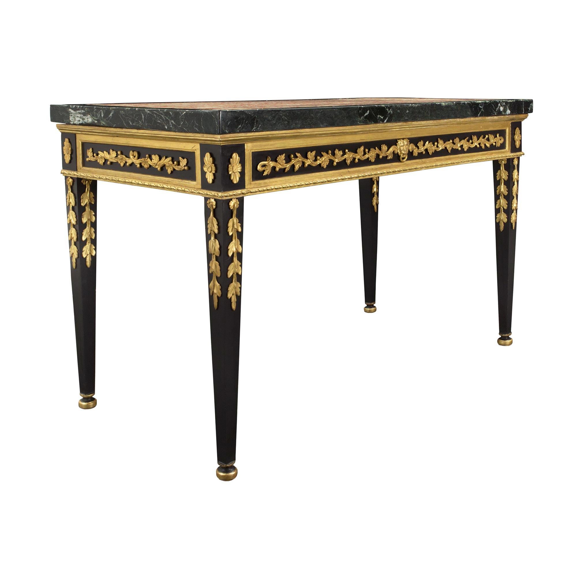 Italian 19th Century Louis XVI Giltwood and Marble Freestanding Console In Good Condition For Sale In West Palm Beach, FL