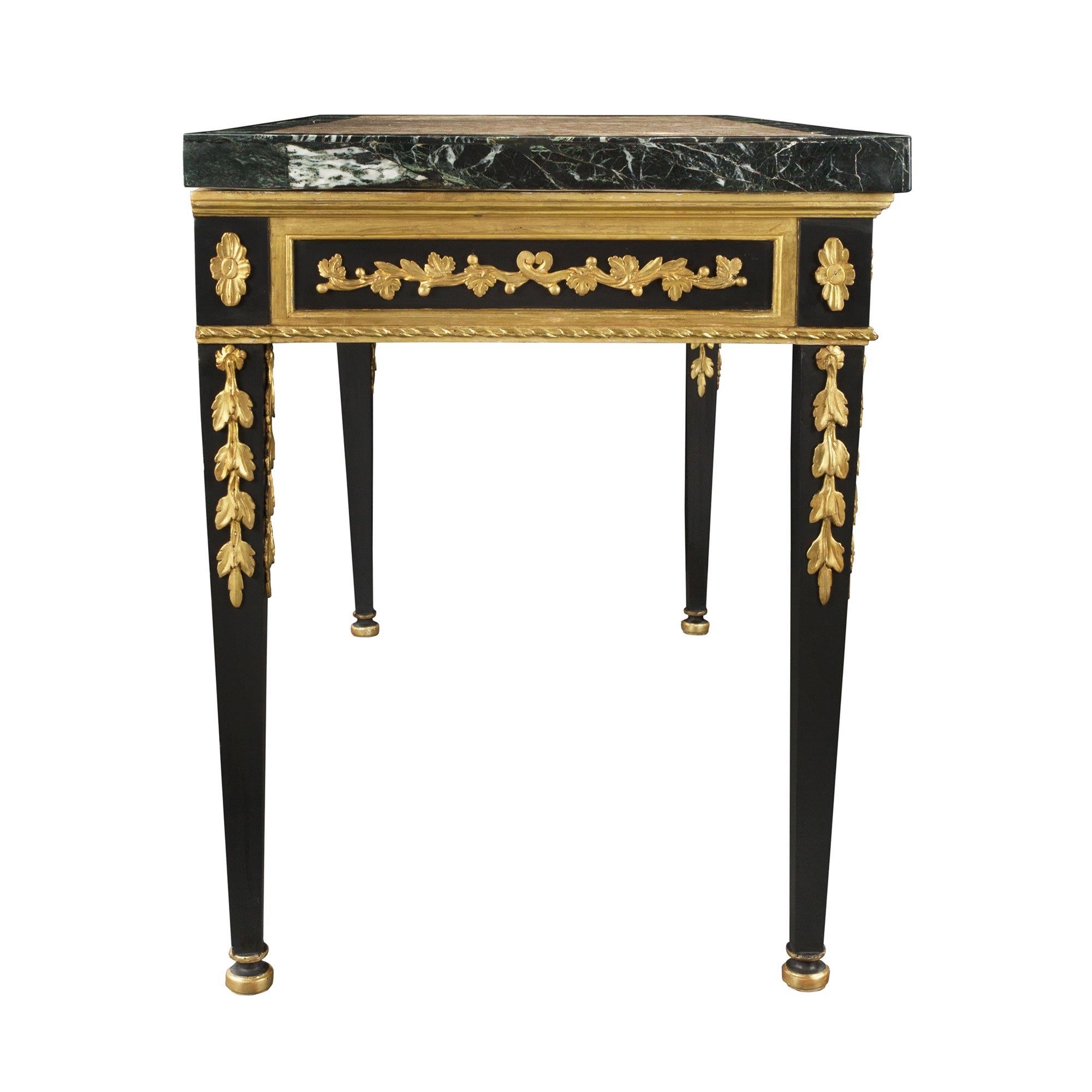 Italian 19th Century Louis XVI Giltwood and Marble Freestanding Console For Sale 1