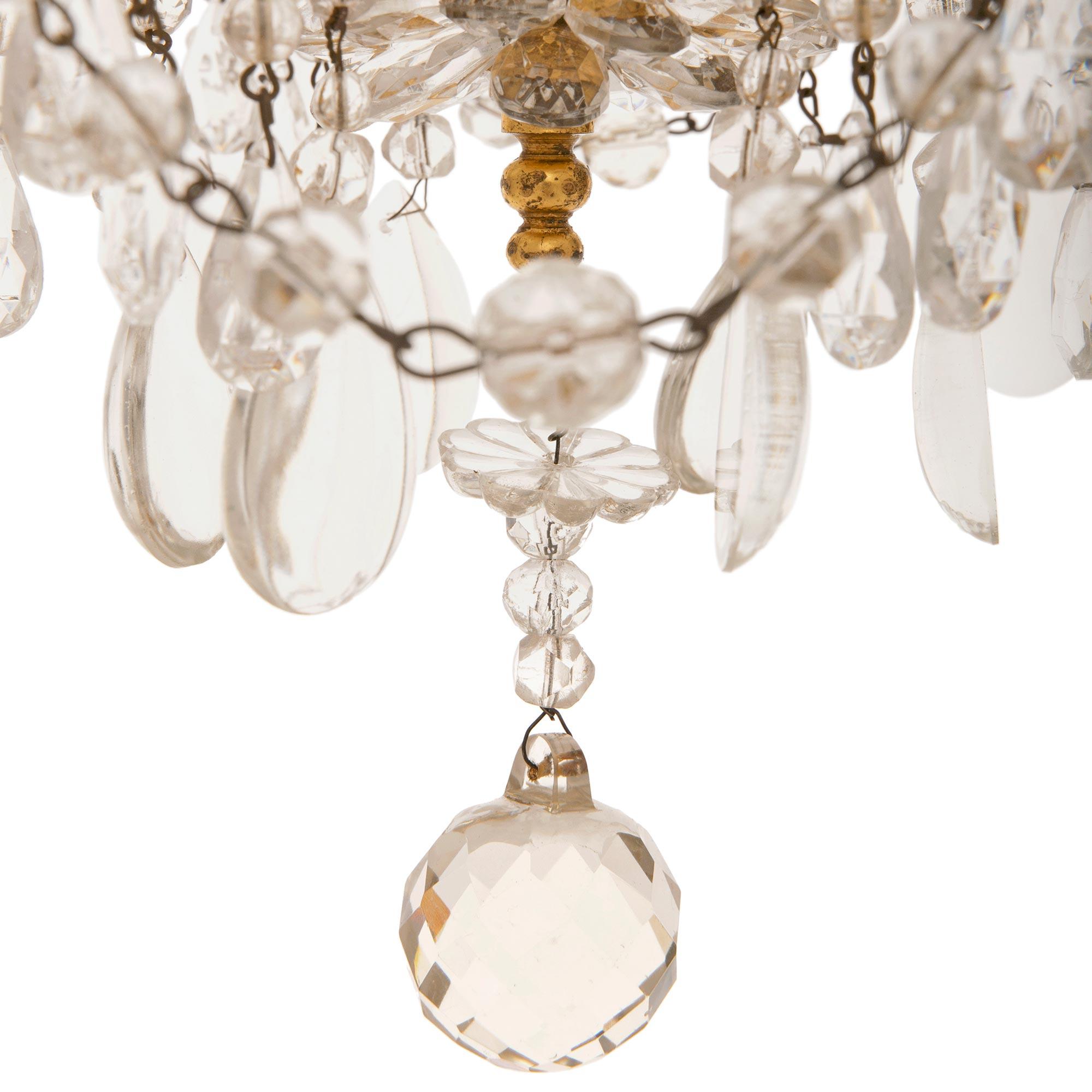 Italian 19th Century Louis XVI St. Gilt Metal And Crystal Chandelier For Sale 5