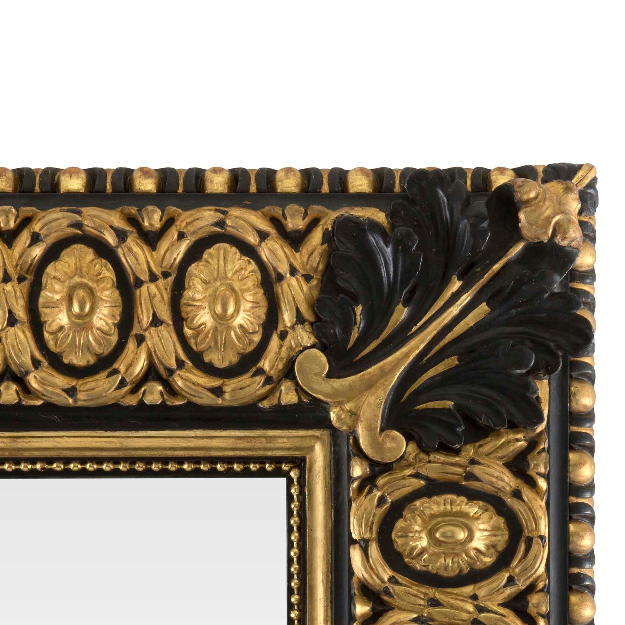 Italian 19th Century Louis XVI St. Giltwood And Black Polychrome Mirror For Sale 1