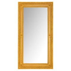 Miroir italien du 19ème siècle de style Louis XVI en bois doré et peint à la main