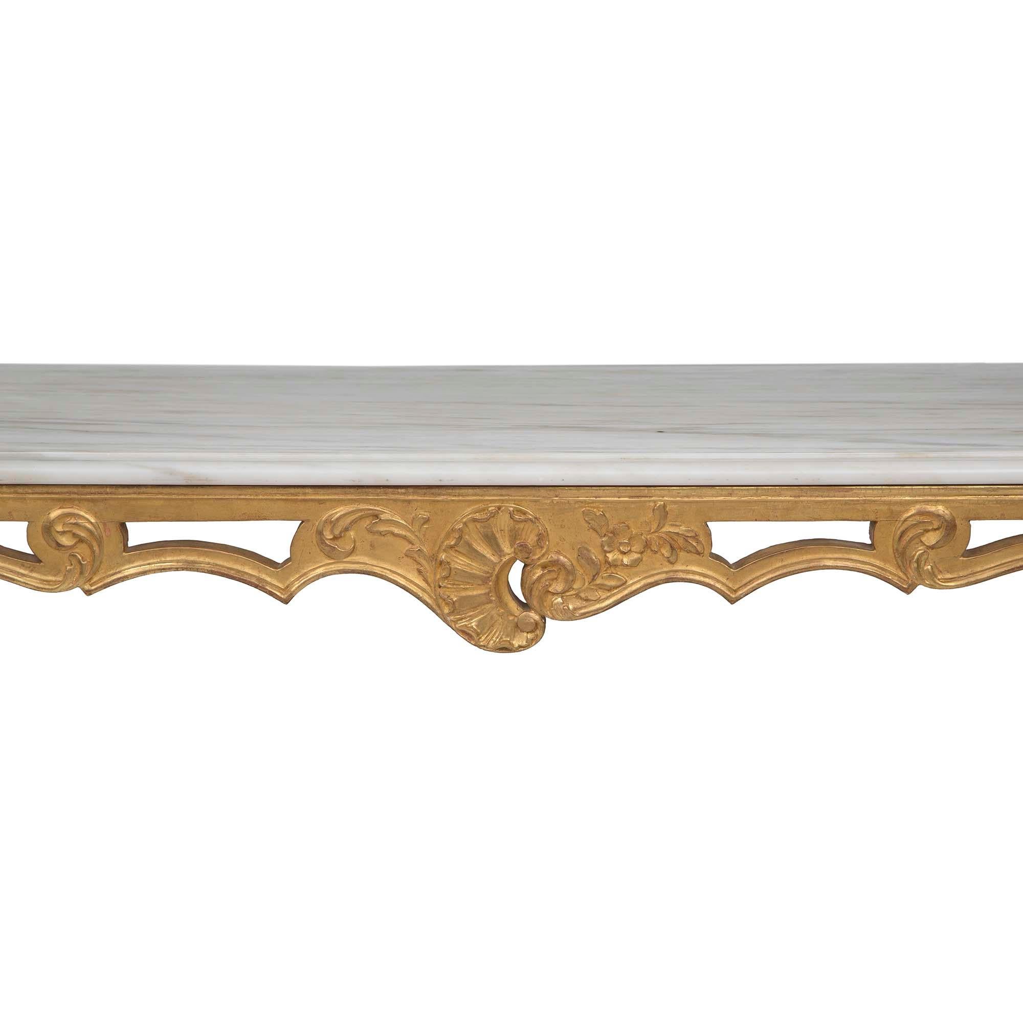 Italian 19th Century Louis XVI St. Giltwood and Marble Coffee Table For Sale 1