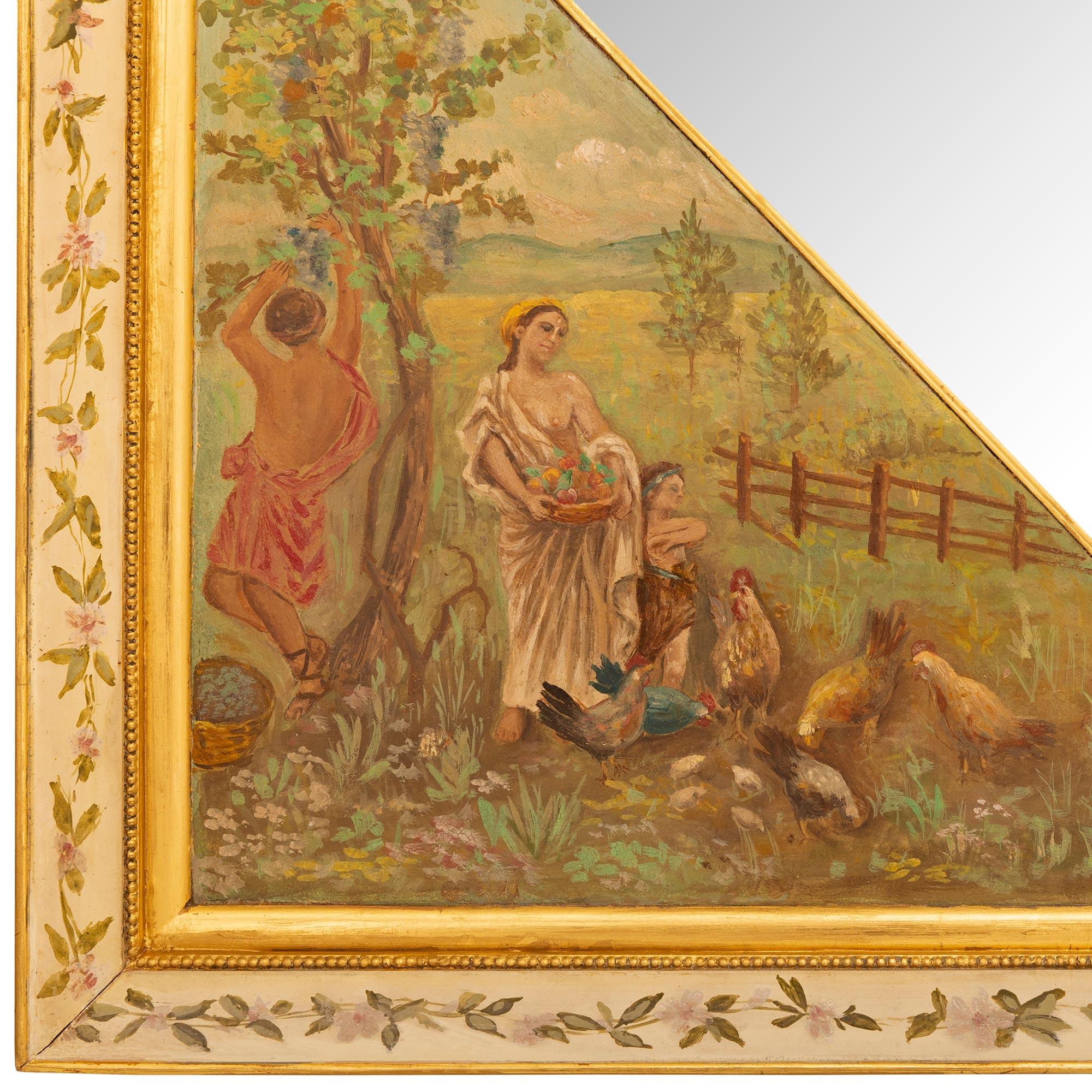 Miroir italien du XIXe siècle de style Louis XVI en bois doré et Wood Wood patiné en vente 4