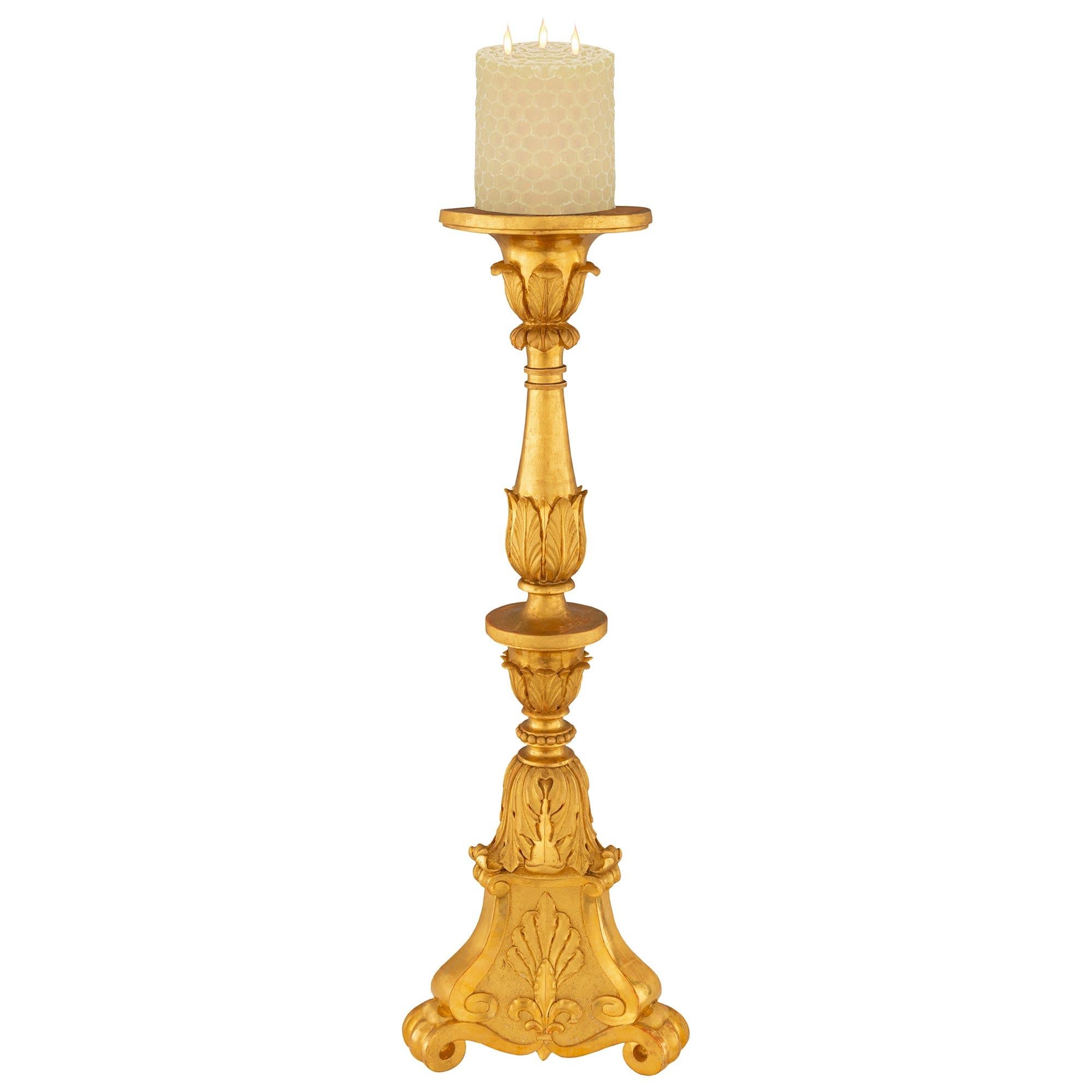 Italian 19th Century Louis XVI St. Giltwood Candlesticks In Good Condition In West Palm Beach, FL