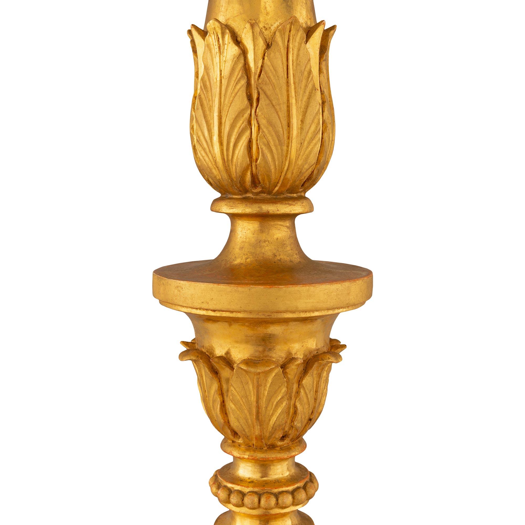 Italian 19th Century Louis XVI St. Giltwood Candlesticks 2