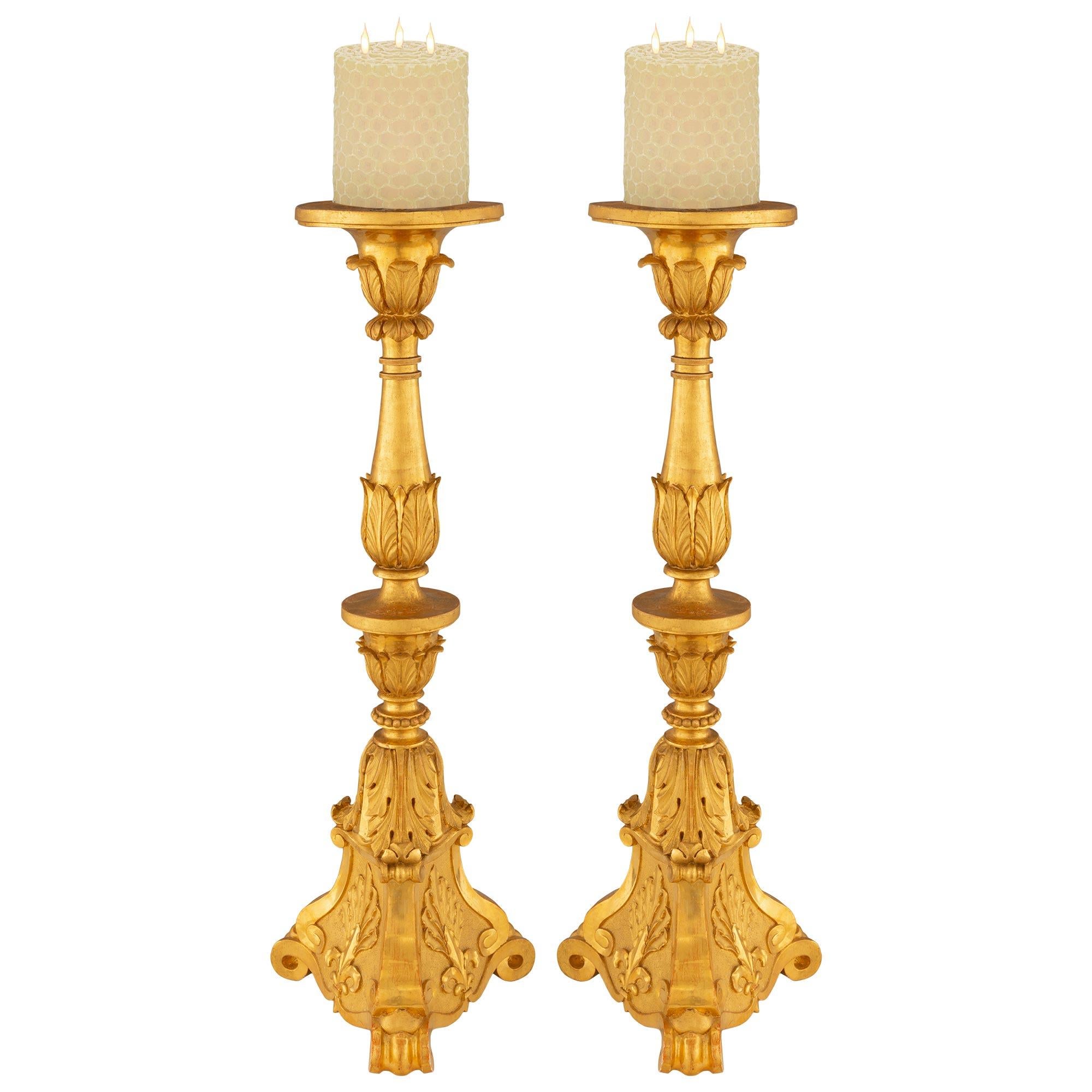 Italian 19th Century Louis XVI St. Giltwood Candlesticks 5