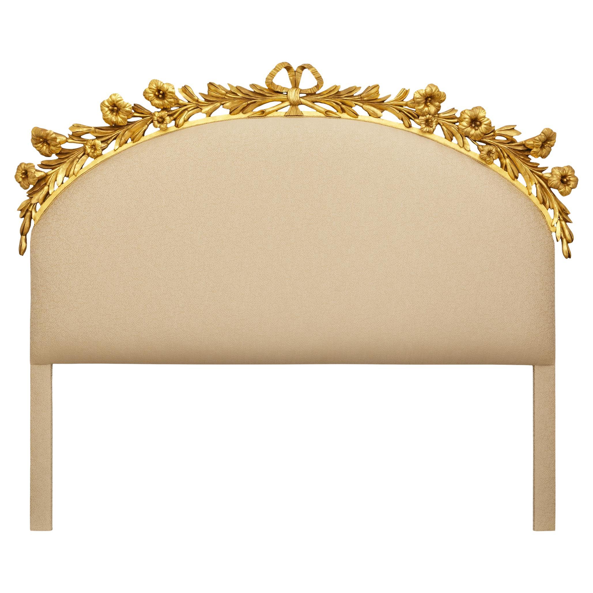 Tête de lit en bois doré italien du 19ème siècle, de style Louis XVI