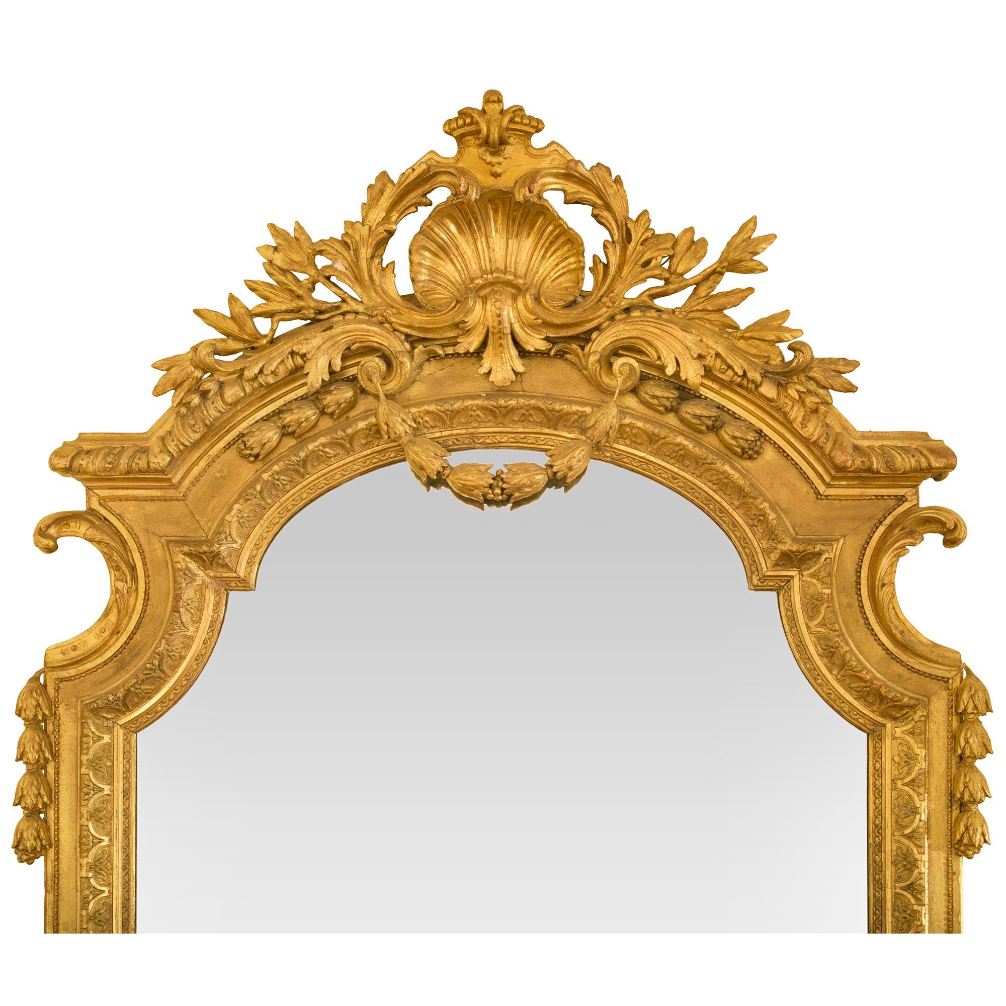 Italian 19th Century Louis XVI St. Giltwood Mirror For Sale 1