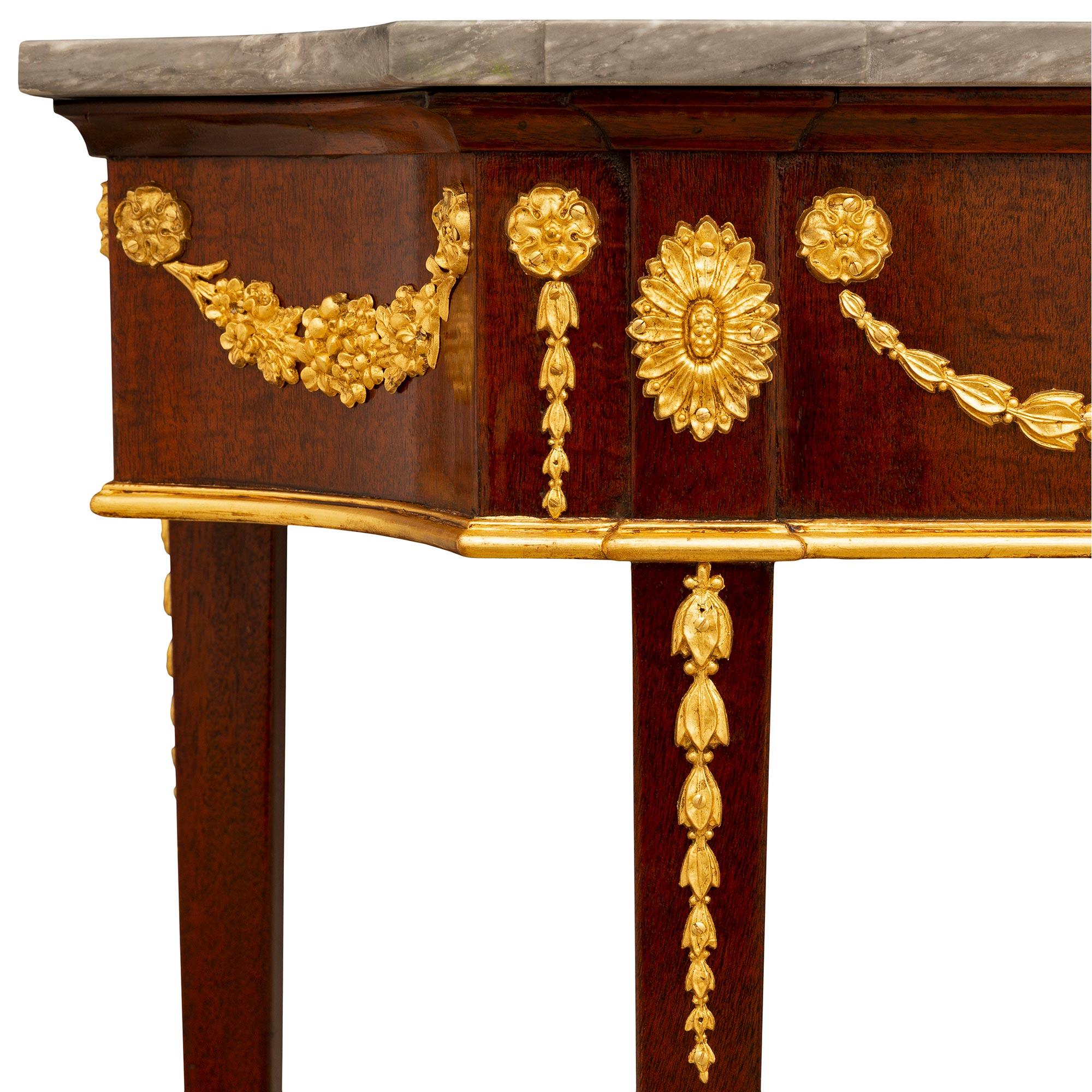 Italian 19th Century Louis XVI St. Mahogany, Giltwood, and Marble Console For Sale 2