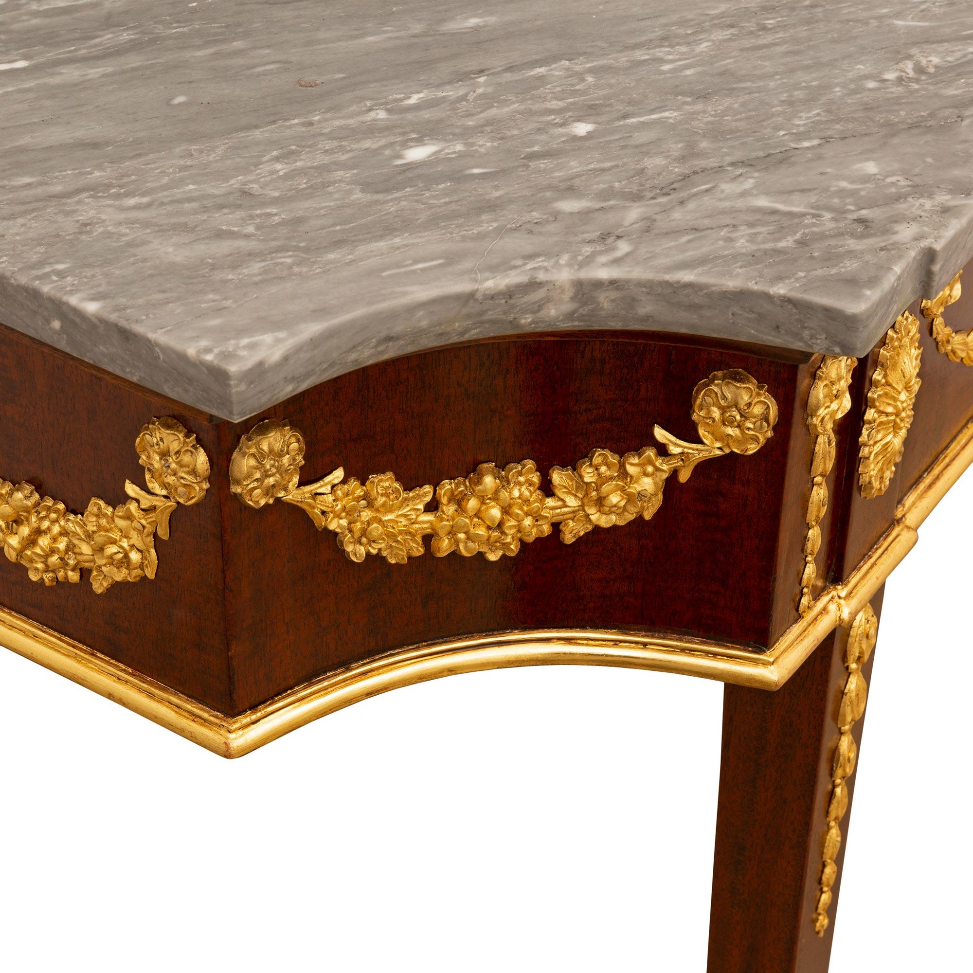 Italian 19th Century Louis XVI St. Mahogany, Giltwood, and Marble Console For Sale 3