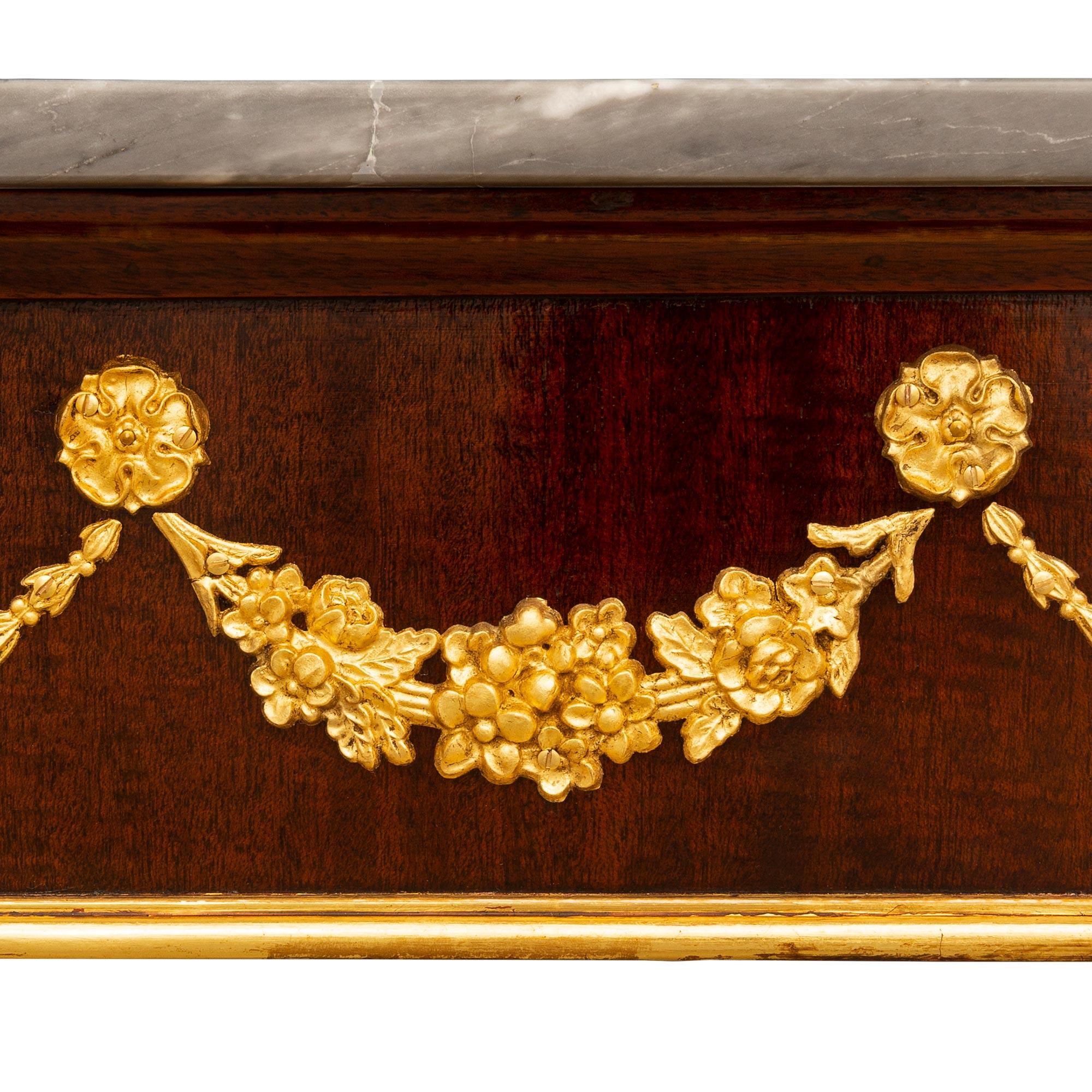 Italian 19th Century Louis XVI St. Mahogany, Giltwood, and Marble Console For Sale 4