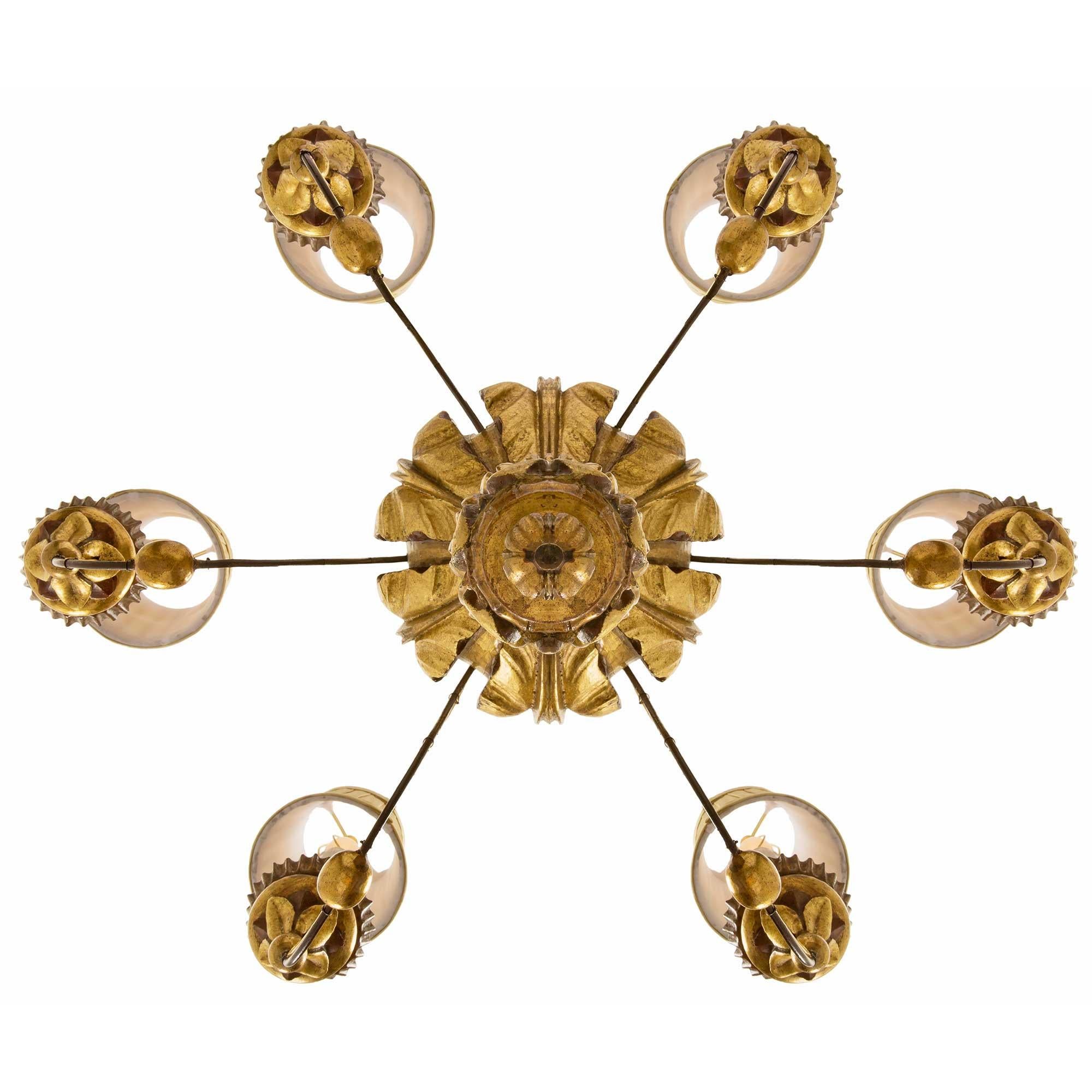 Lampadario italiano del XIX secolo Luigi XVI di Santa Mecca, policromo e in metallo pressato in vendita 2