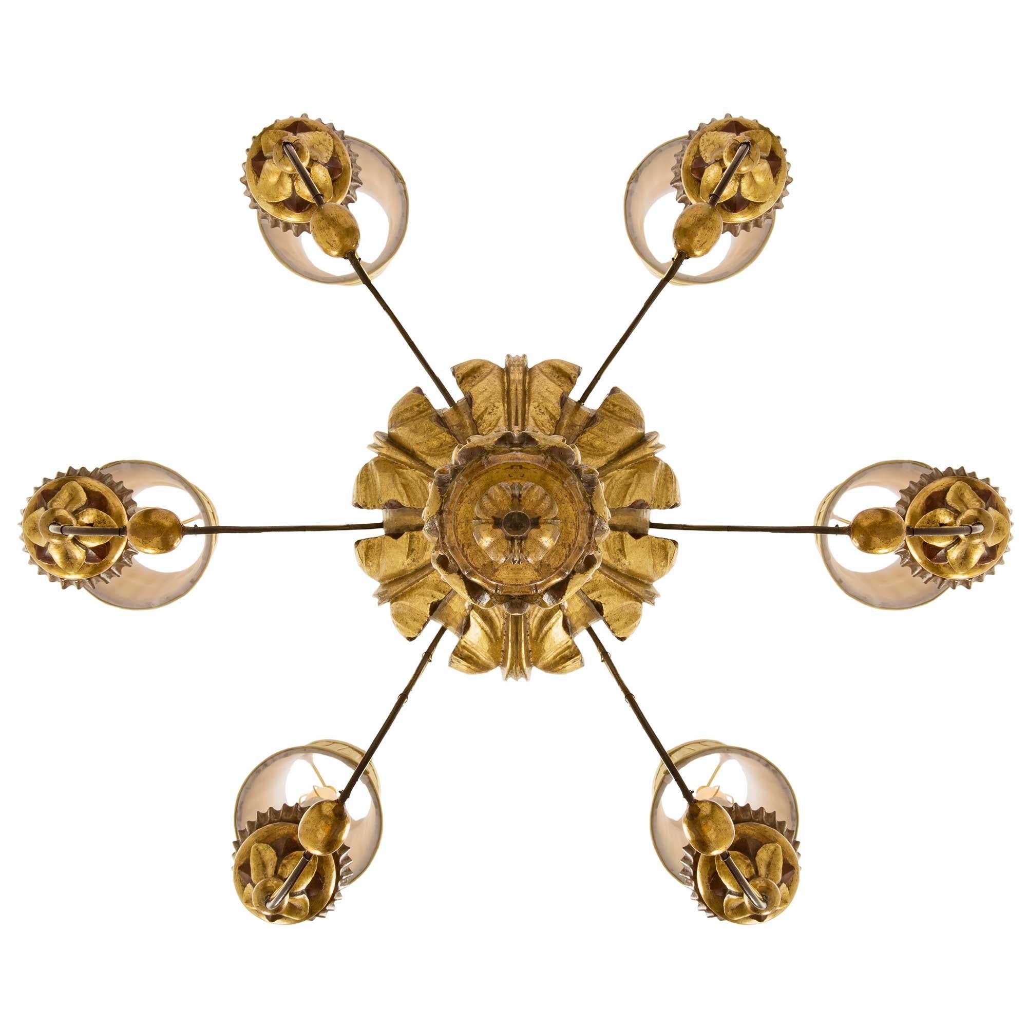 Italian 19th Century Louis XVI St. Mecca, Polychrome & Pressed Metal Chandelier For Sale 5