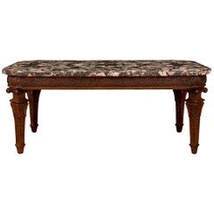 Antique Italian 19th Century Louis XVI St. Oak and Brèche De Médicis Marble Coffee Table