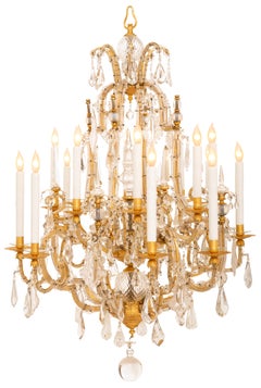 Italian 19th century Louis XVI st., Opaline Glass, Crystal, and gilt chandelier