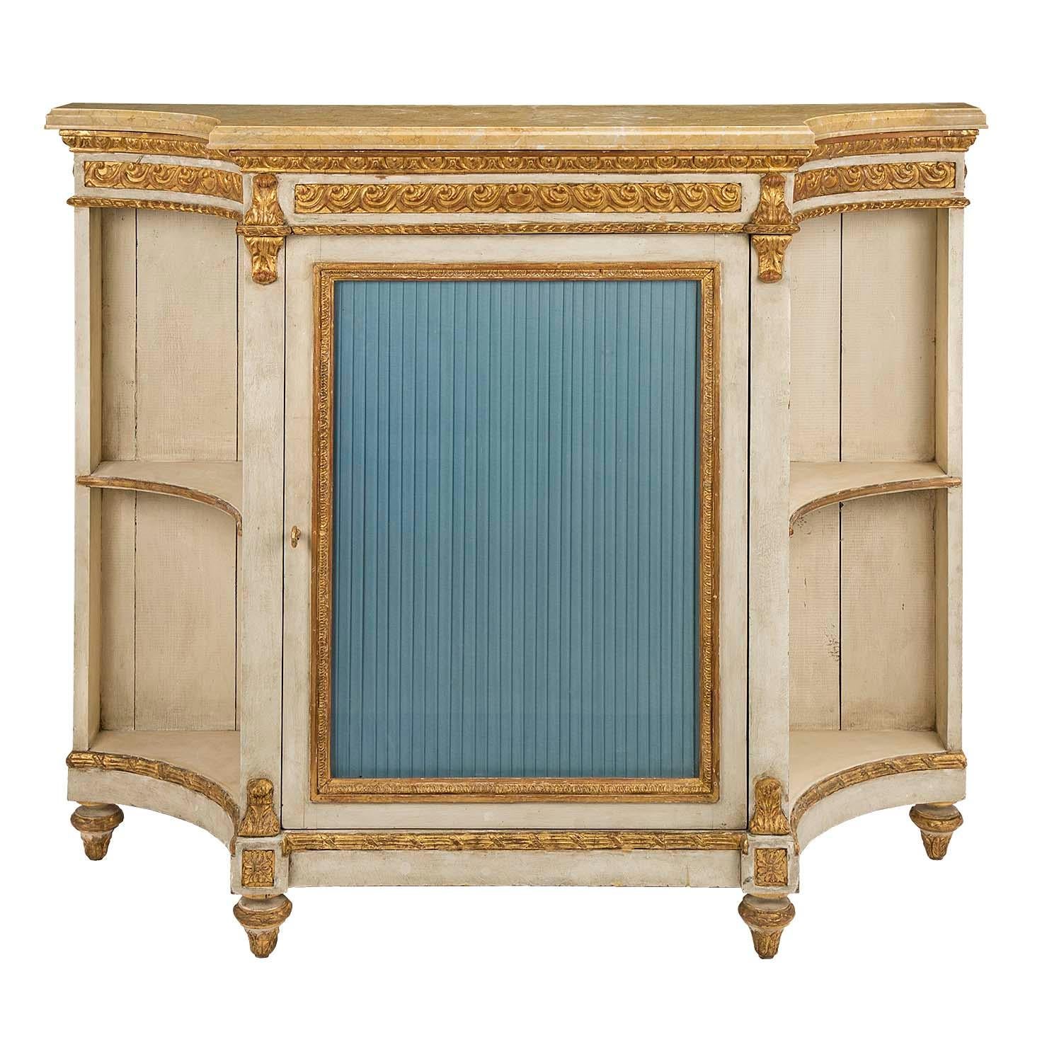 Italian 19th Century Louis XVI St. Patinated and Giltwood Cabinets In Good Condition For Sale In West Palm Beach, FL