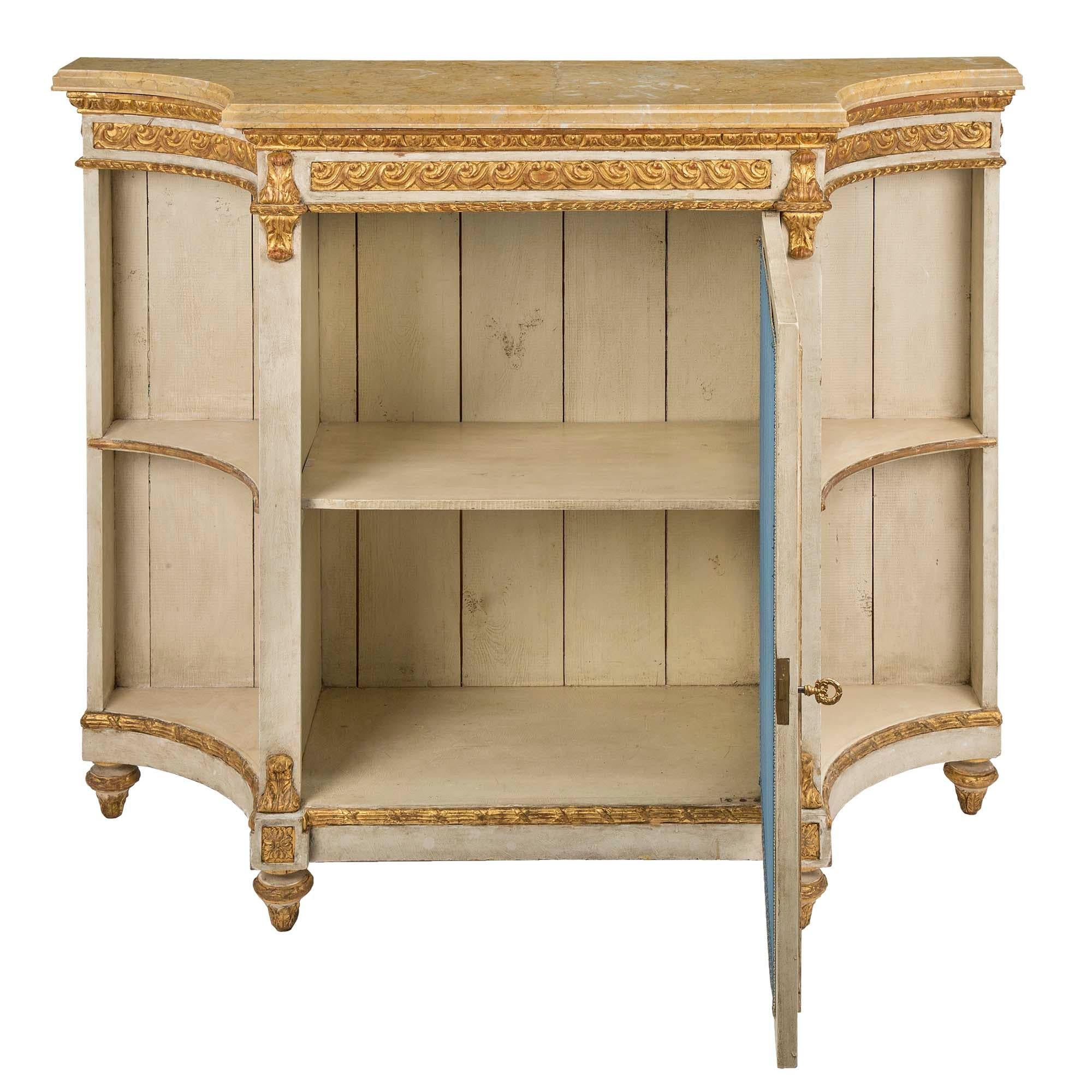 Italian 19th Century Louis XVI St. Patinated and Giltwood Cabinets For Sale 1