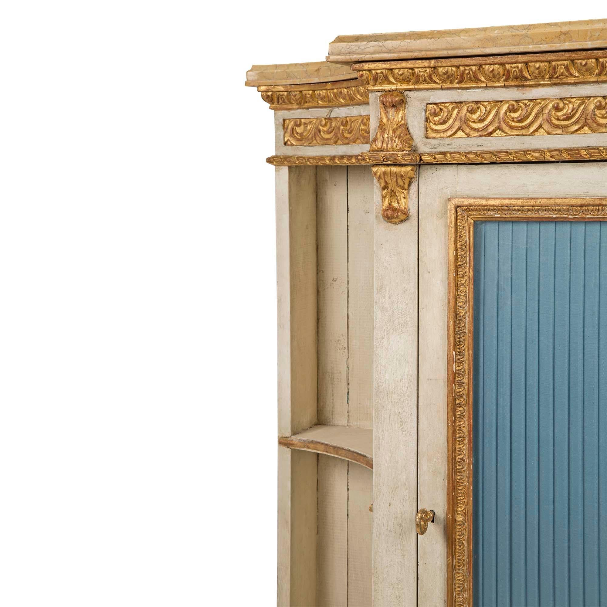 Italian 19th Century Louis XVI St. Patinated and Giltwood Cabinets For Sale 4