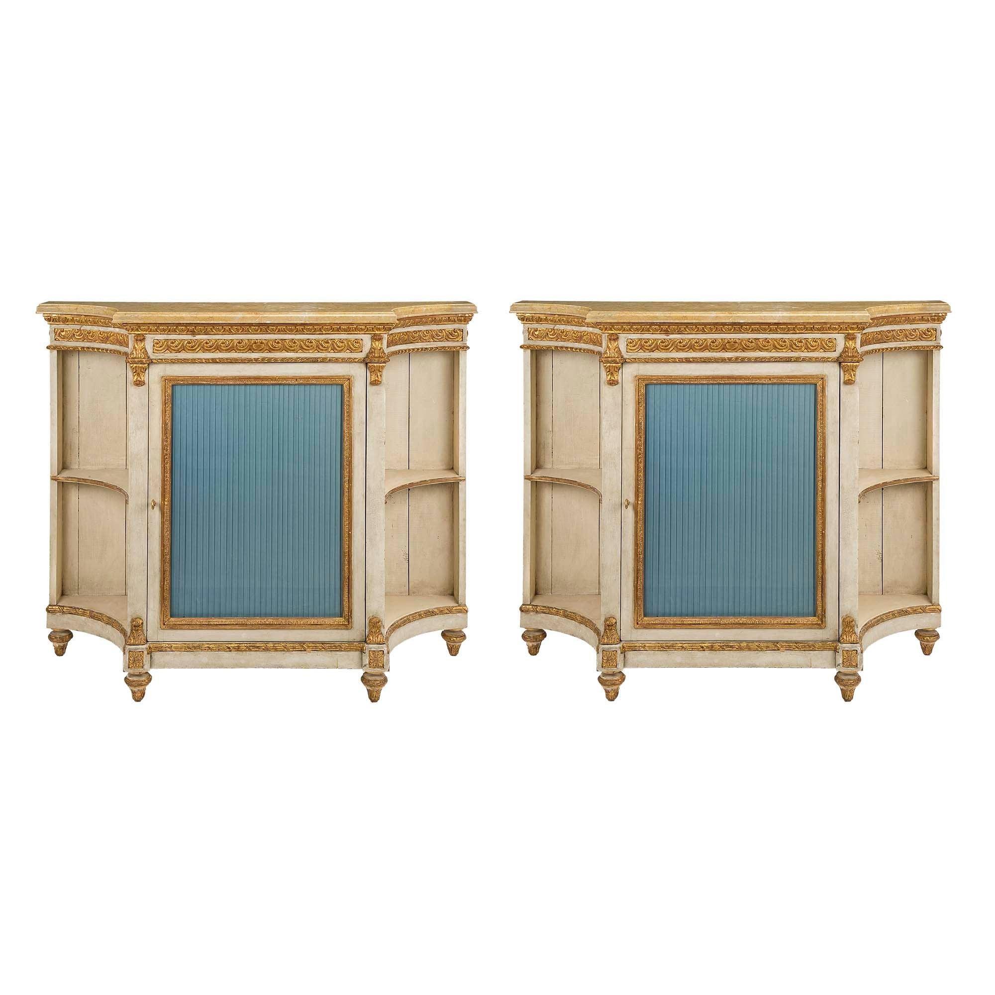 Italian 19th Century Louis XVI St. Patinated and Giltwood Cabinets For Sale