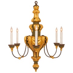 Italian 19th Century Louis XVI St. Patinated And Giltwood Chandelier