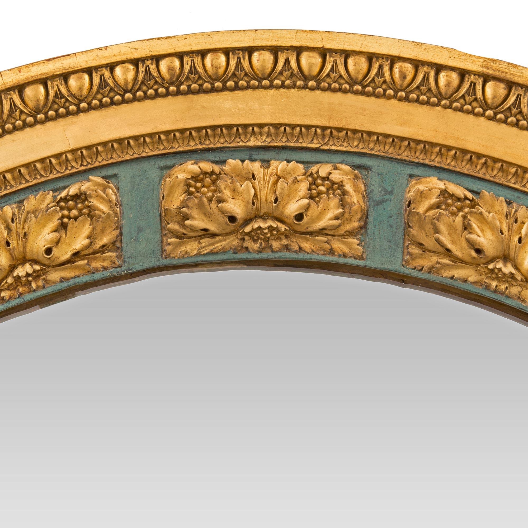 Italian 19th Century Louis XVI St. Patinated and Giltwood Mirror For Sale 2