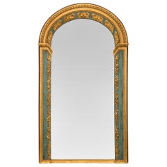 Miroir italien du 19ème siècle de style Louis XVI en bois patiné et doré