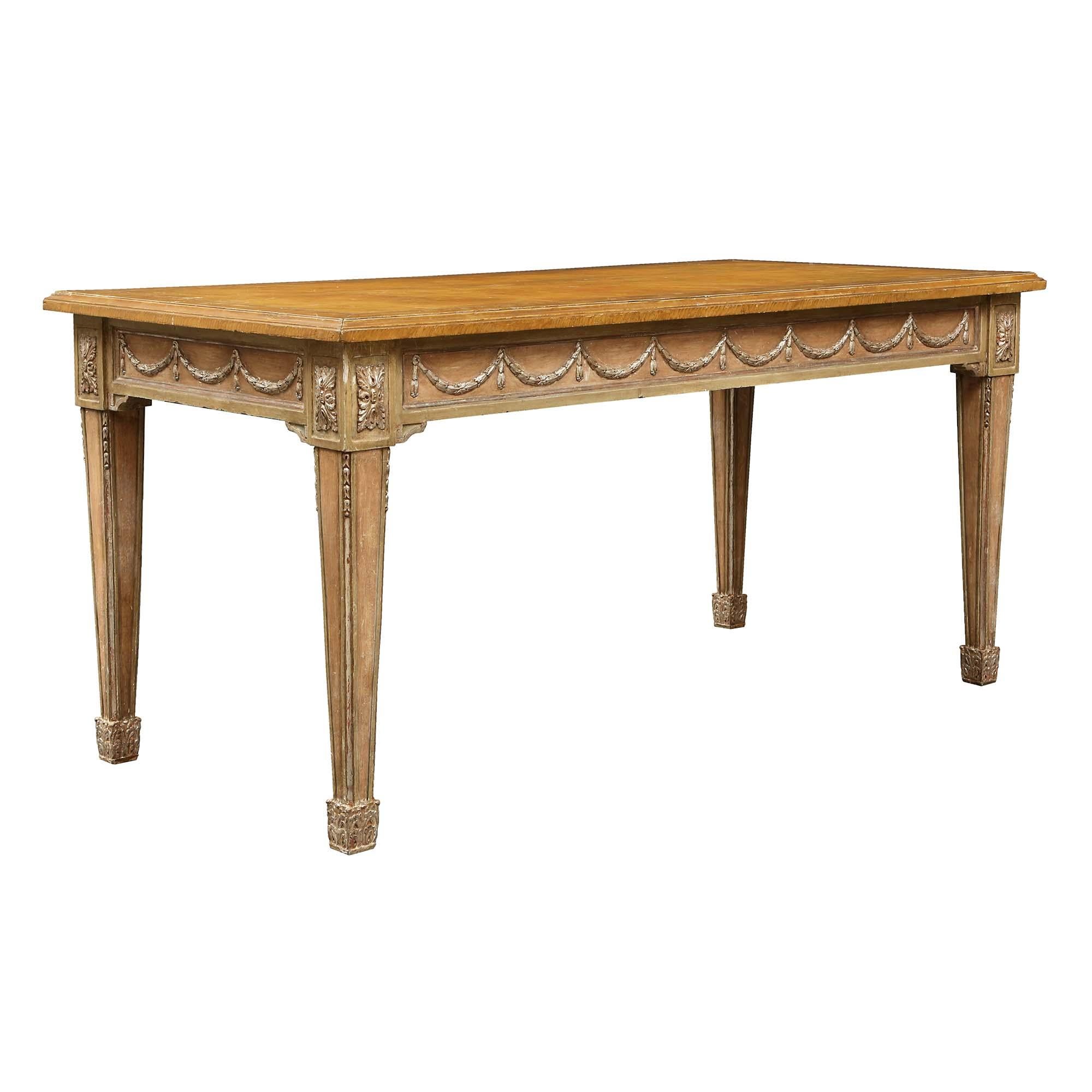 Italian 19th Century Louis XVI St. Patinated And Mecca Table In Good Condition For Sale In West Palm Beach, FL