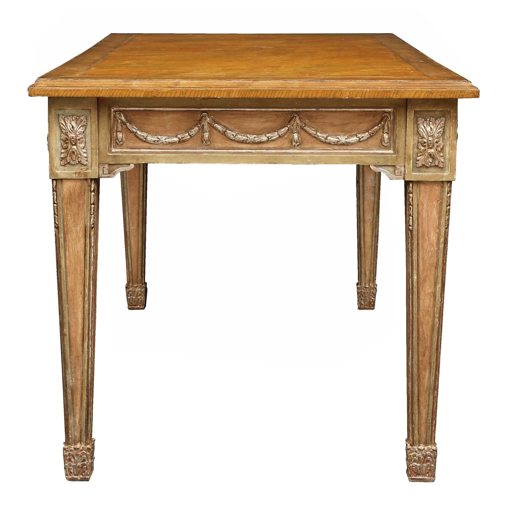 Wood Italian 19th Century Louis XVI St. Patinated And Mecca Table For Sale