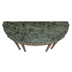 Italian 19th Century Louis XVI St. Patinated and Vert De Patricia Marble Console