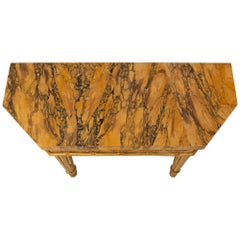 Italian 19th Century Louis XVI St, Patinated, Giltwood and Sienna Marble Console