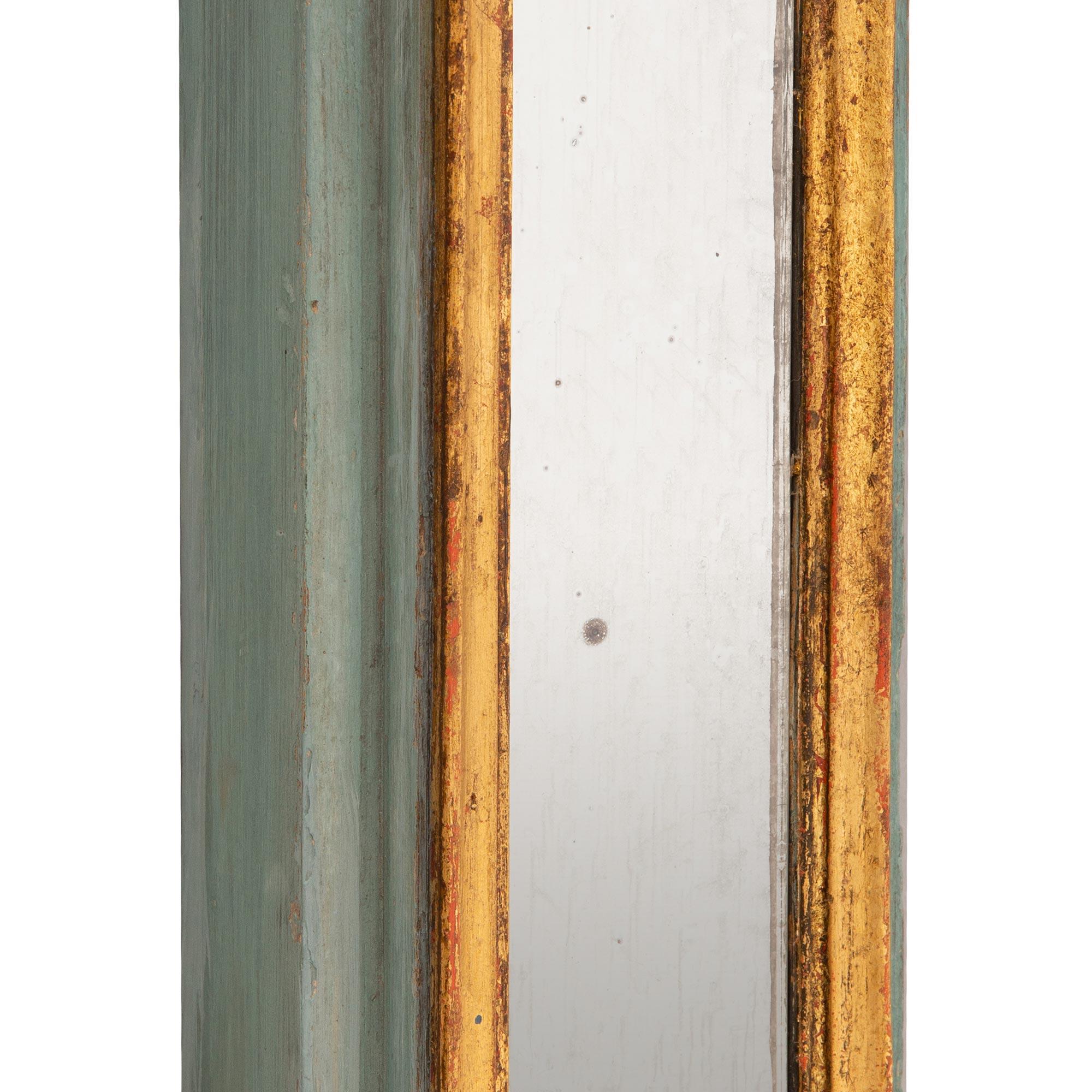 Console italienne Louis XVI du 19ème siècle en bois patiné et bois doré avec miroir en vente 2