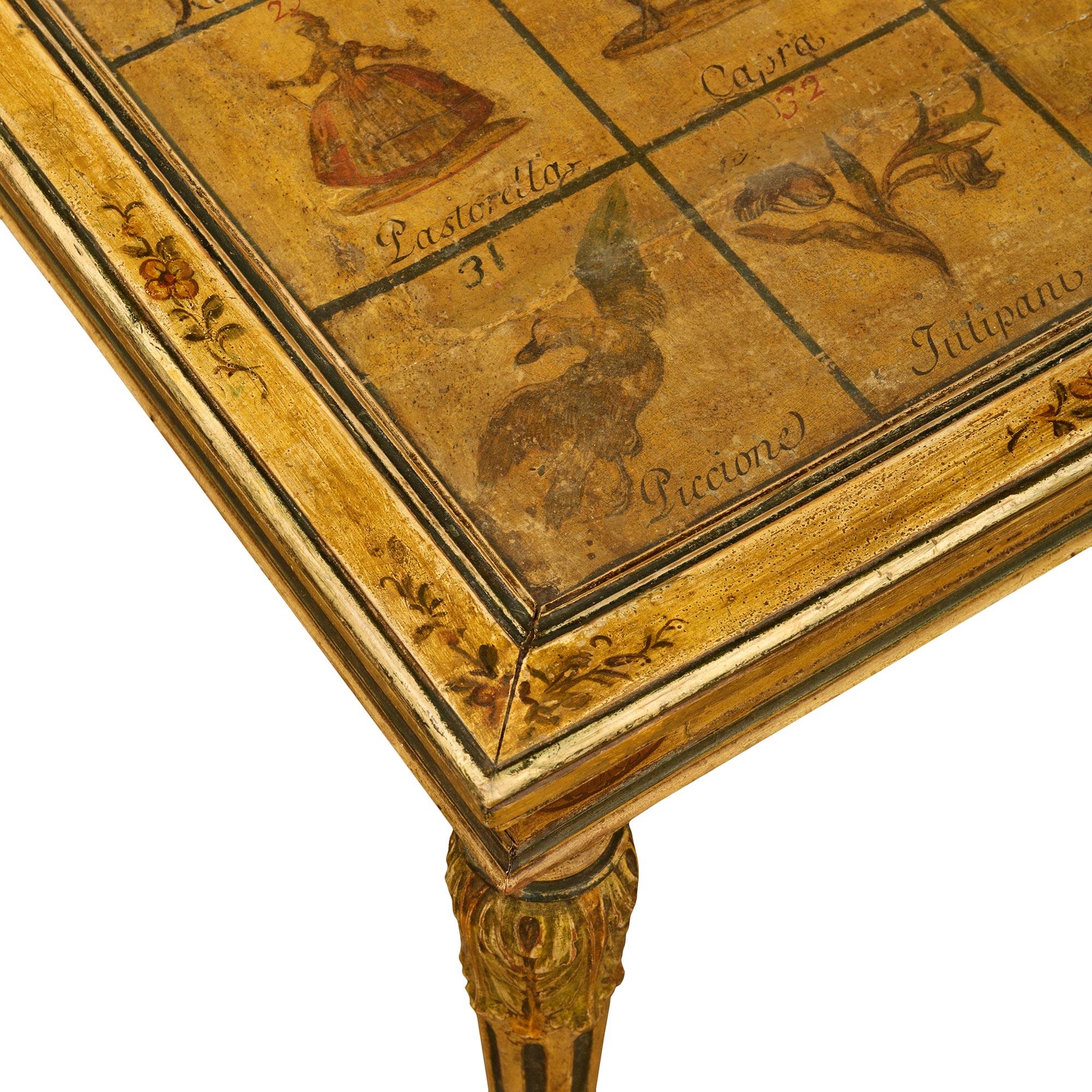 Mesa de centro italiana del siglo XIX, estilo Luis XVI, de madera patinada y cristal en Bueno estado para la venta en West Palm Beach, FL