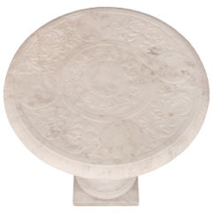 Italian 19th Century Louis XVI St. Solid White Carrara Marble Side Table